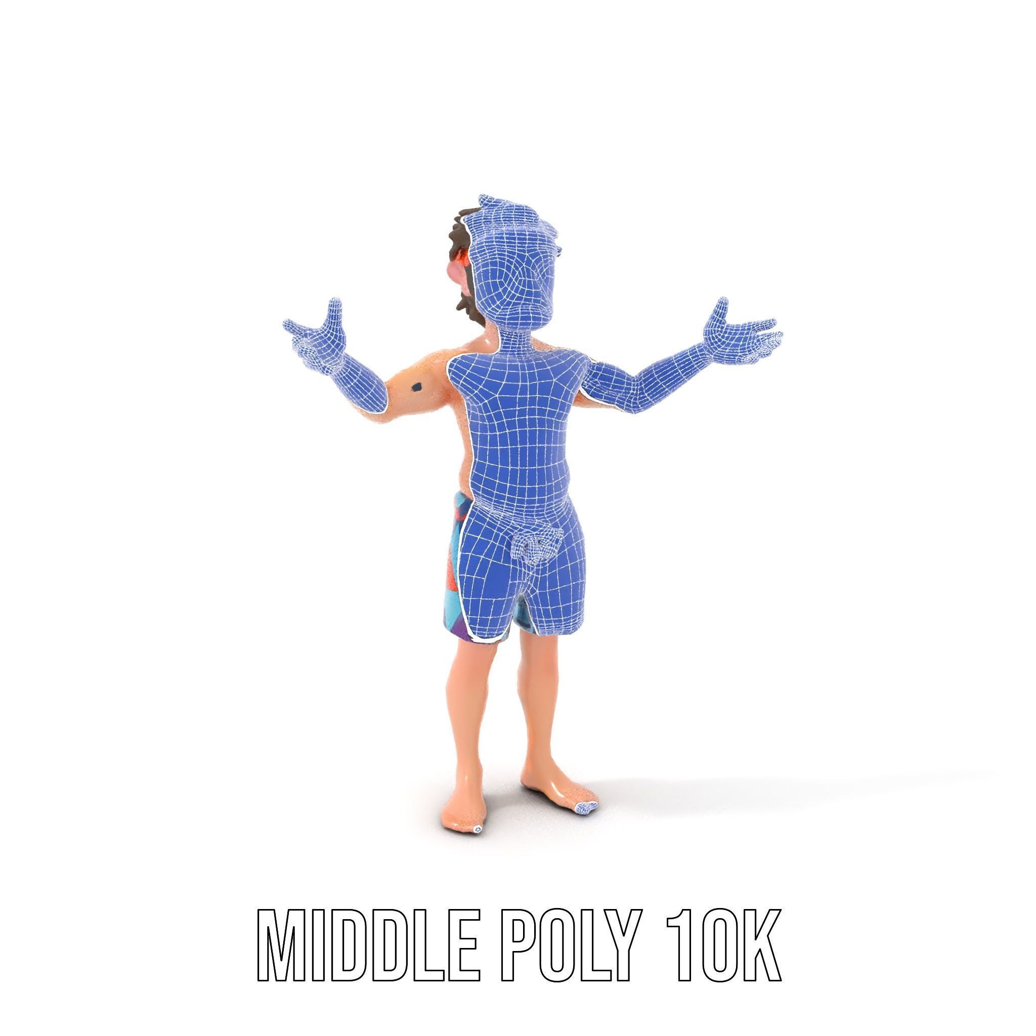 Beach Guy Rigged and Animated D Character Model Low-poly 3D model_23