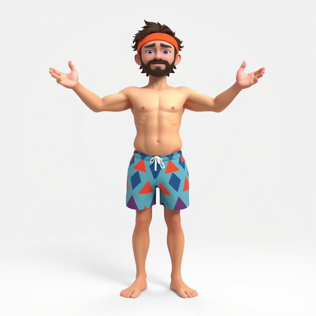 Beach Guy Rigged and Animated D Character Model Low-poly 3D model_2