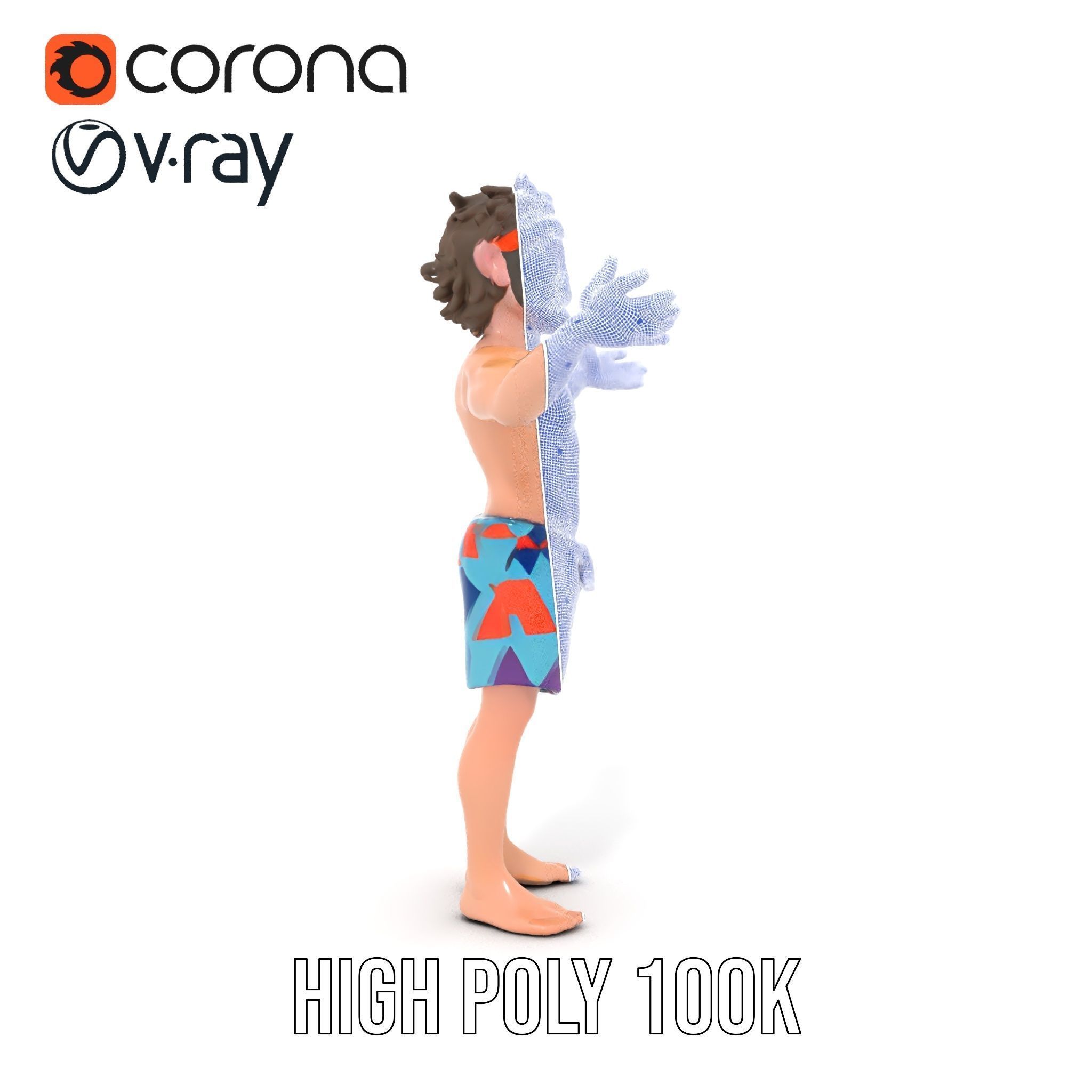 Beach Guy Rigged and Animated D Character Model Low-poly 3D model_28