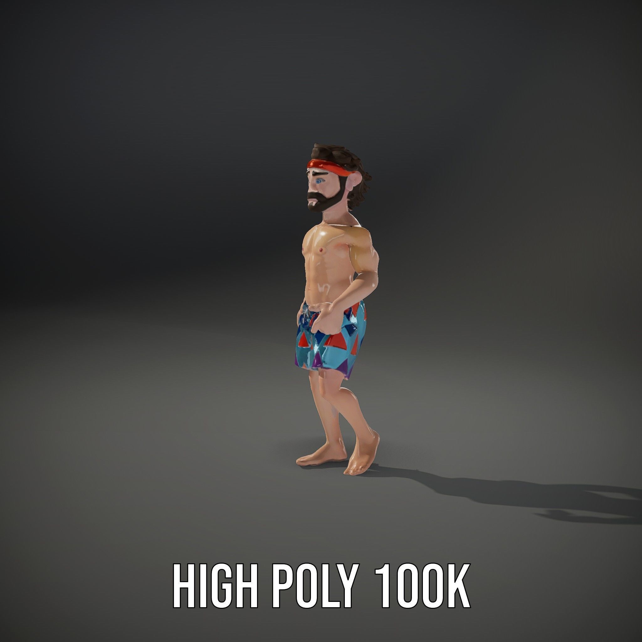 Beach Guy Rigged and Animated D Character Model Low-poly 3D model_35