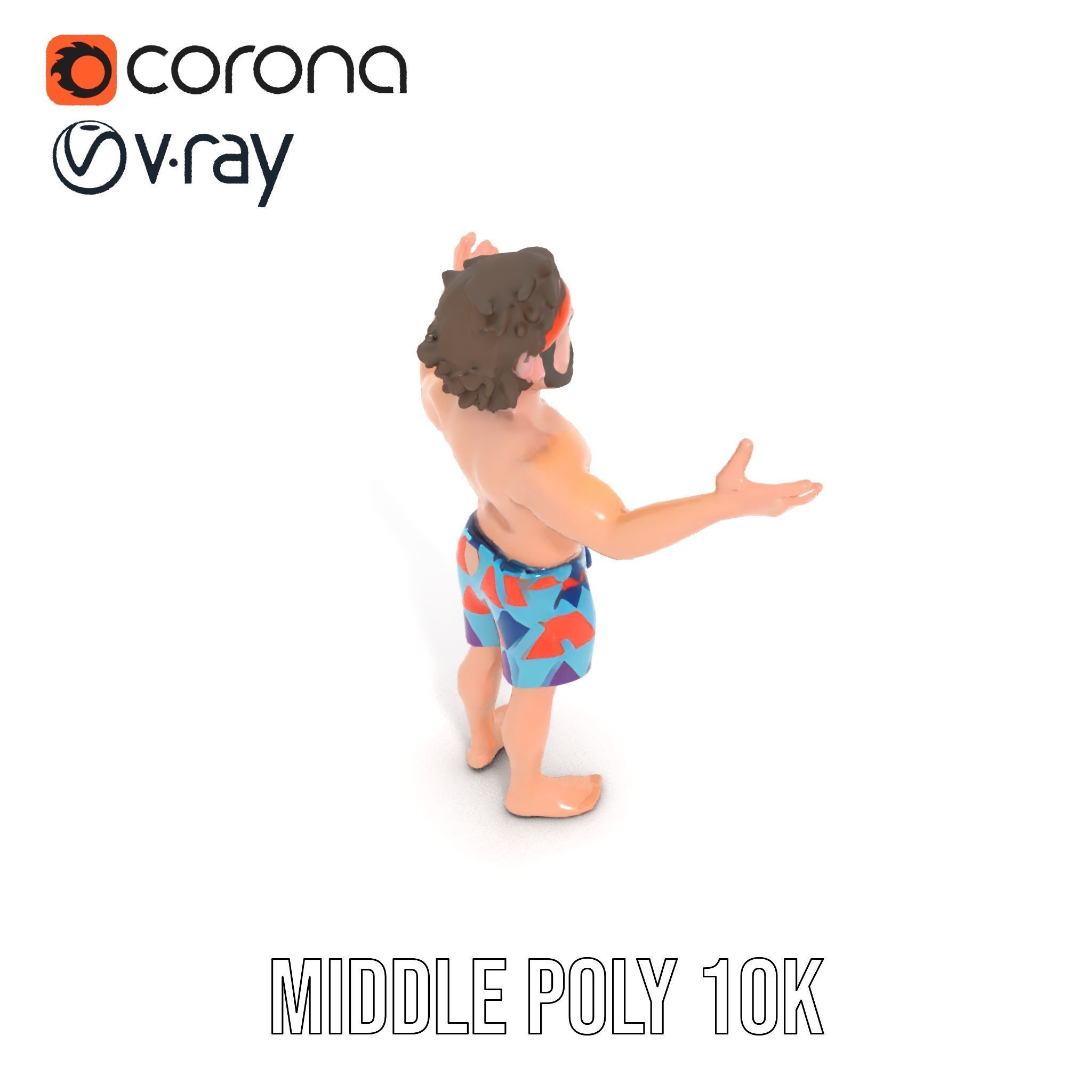 Beach Guy Rigged and Animated D Character Model Low-poly 3D model_14
