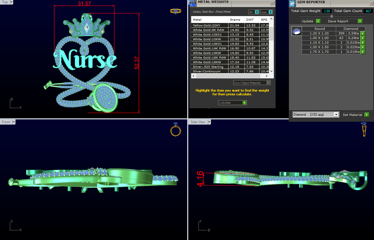 Nurse Pendant - Stethoscope Pendant - N716512 3D print model_6