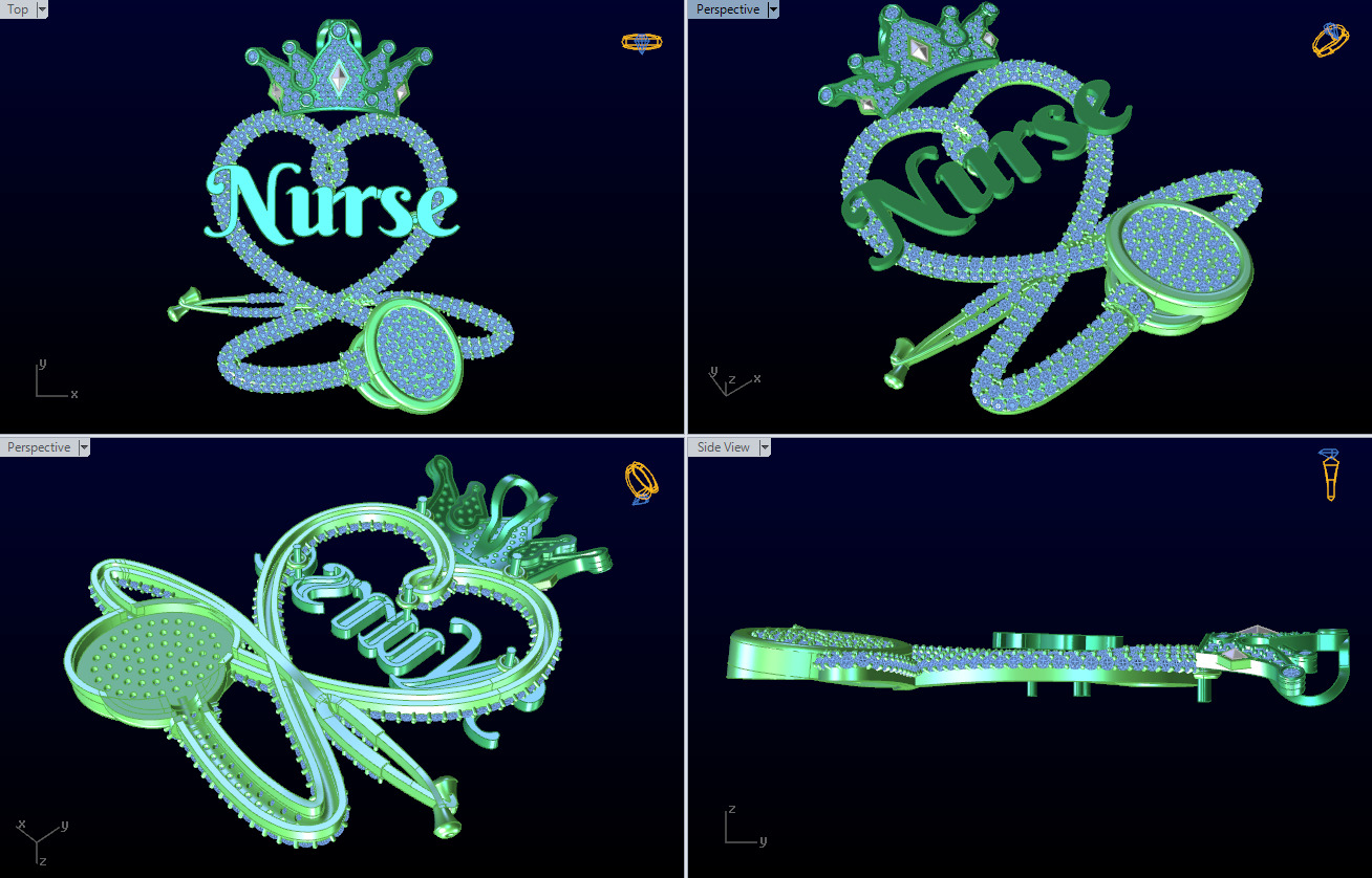 Nurse Pendant - Stethoscope Pendant - N716512 3D print model_9