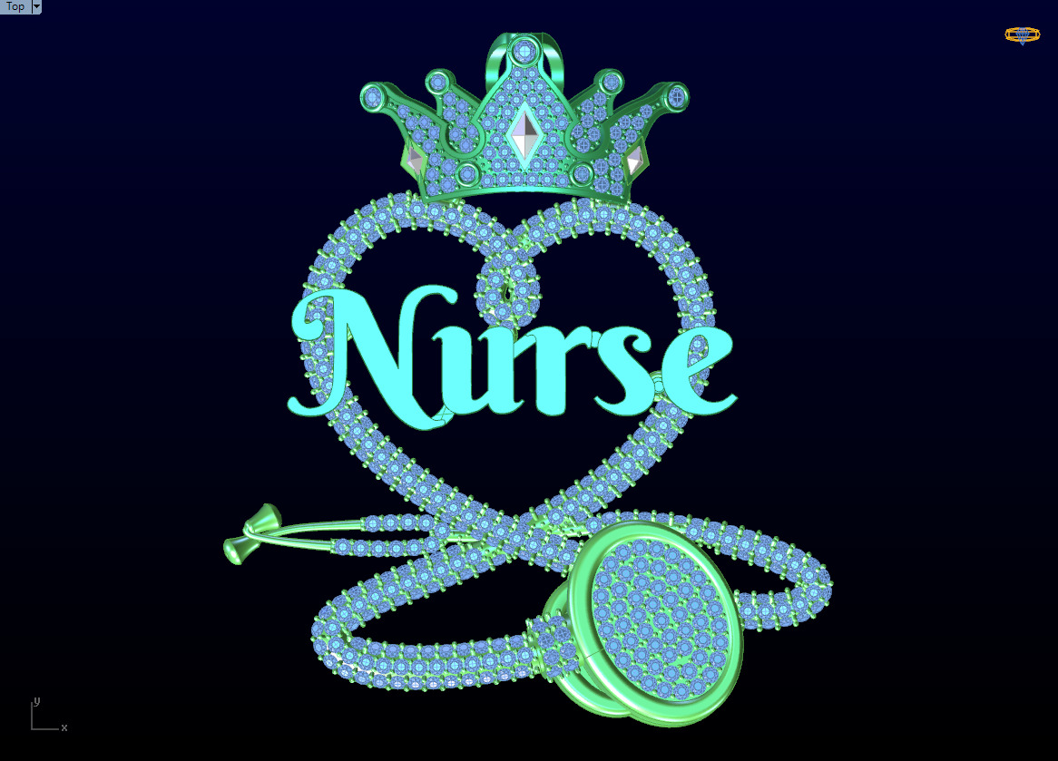 Nurse Pendant - Stethoscope Pendant - N716512 3D print model_8