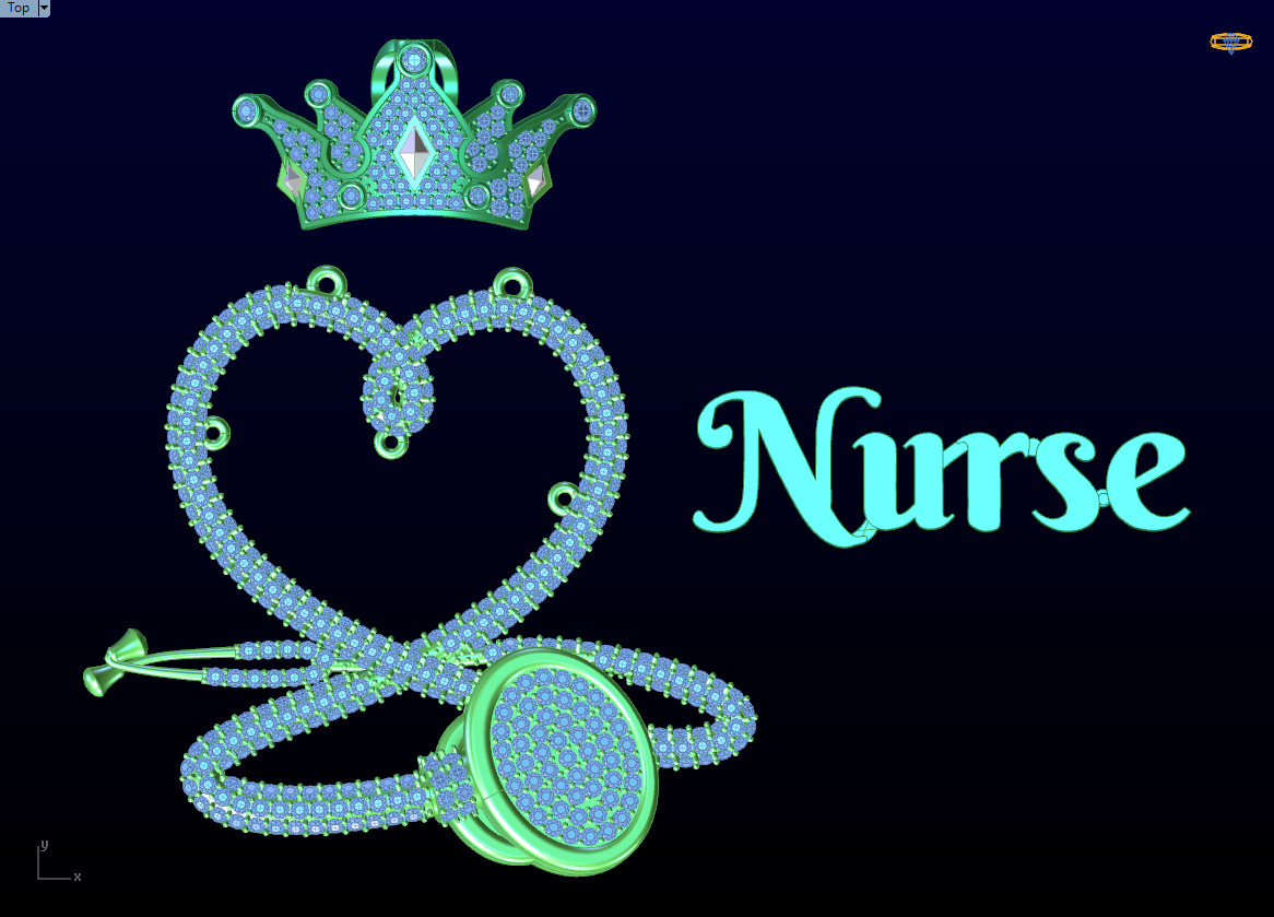 Nurse Pendant - Stethoscope Pendant - N716512 3D print model_10