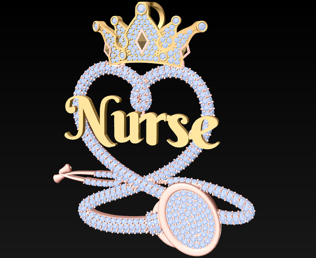 Nurse Pendant - Stethoscope Pendant - N716512 3D print model_2