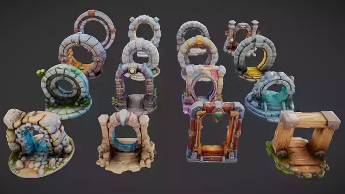 Low Poly Portal - 3D Model Pack