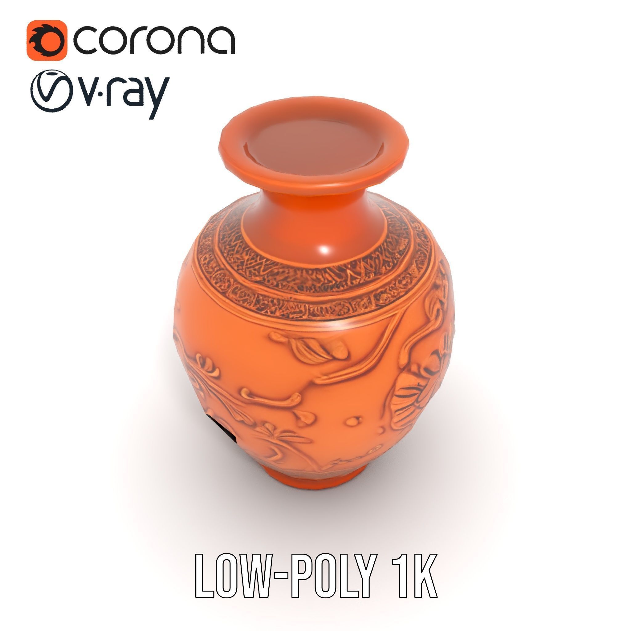 Ornate Terracotta Vase Model Pack Low-poly 3D model_14