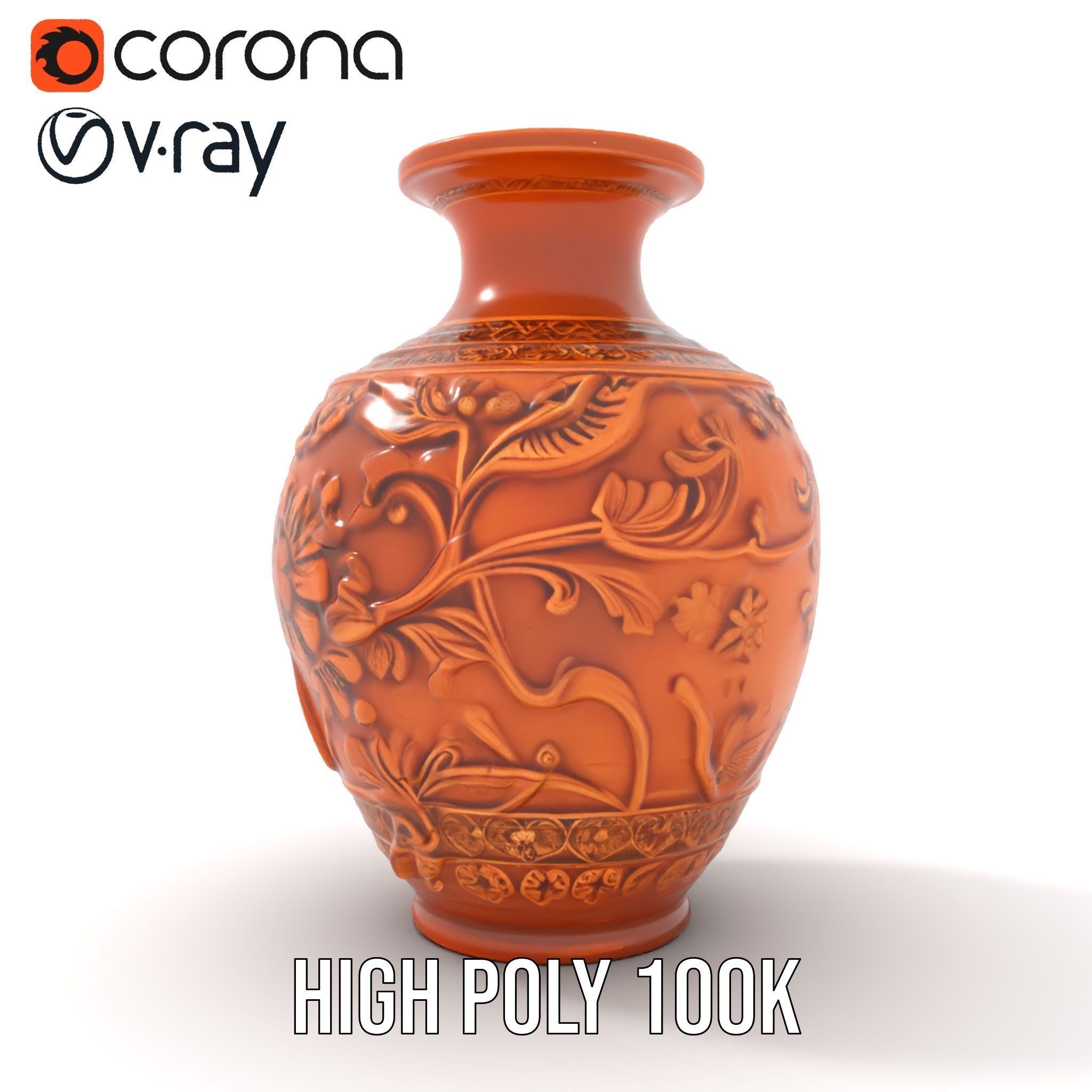 Ornate Terracotta Vase Model Pack Low-poly 3D model_26