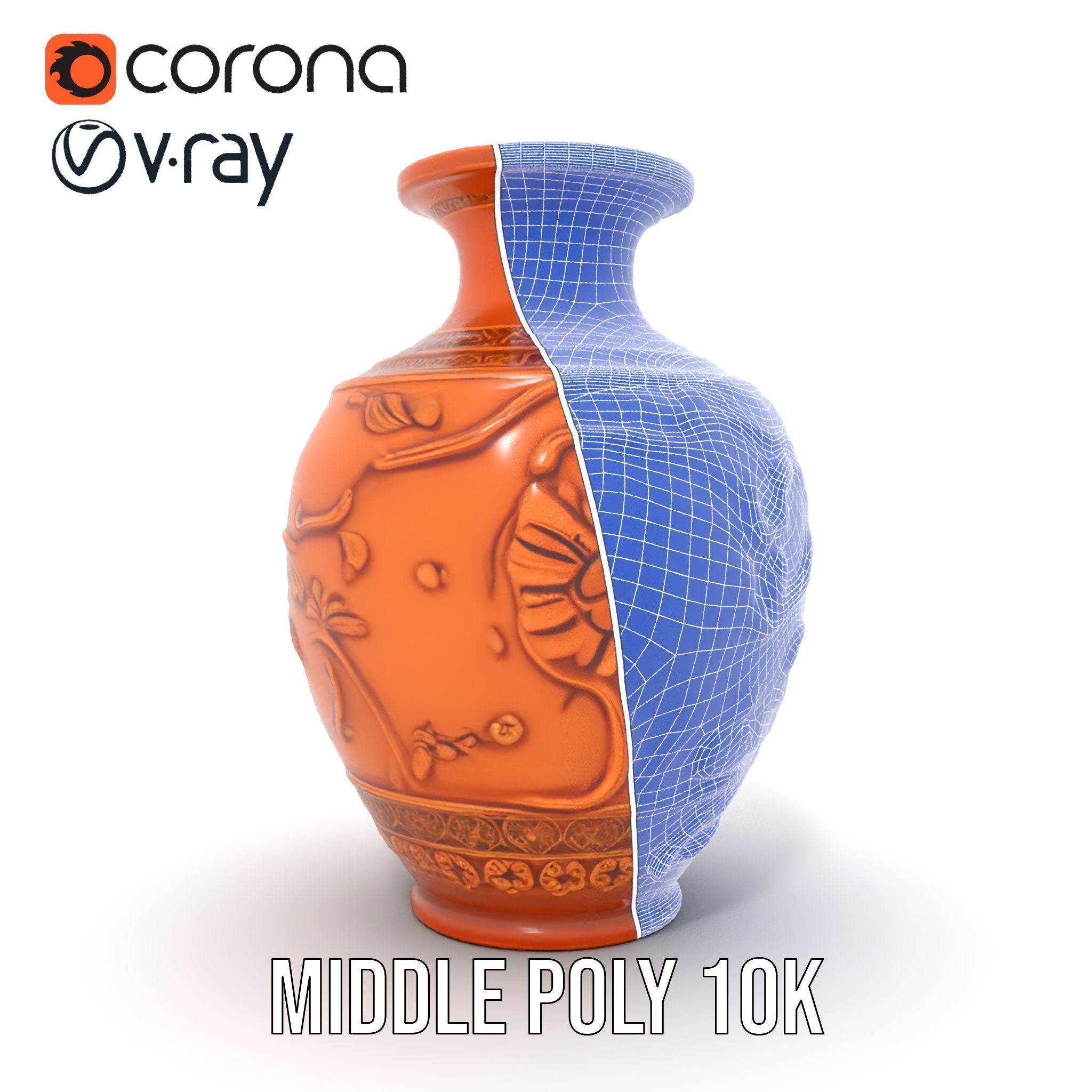 Ornate Terracotta Vase Model Pack Low-poly 3D model_30