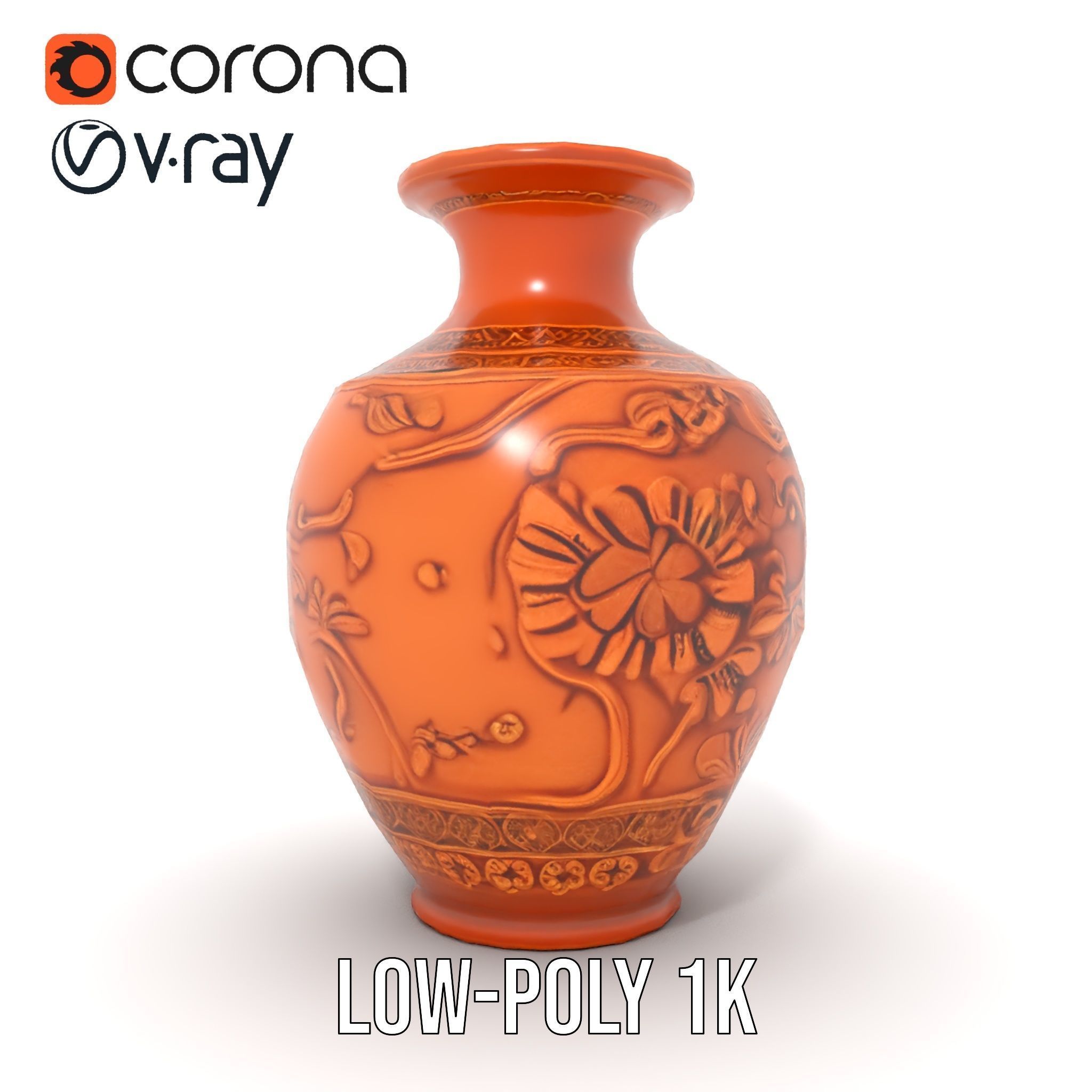 Ornate Terracotta Vase Model Pack Low-poly 3D model_12