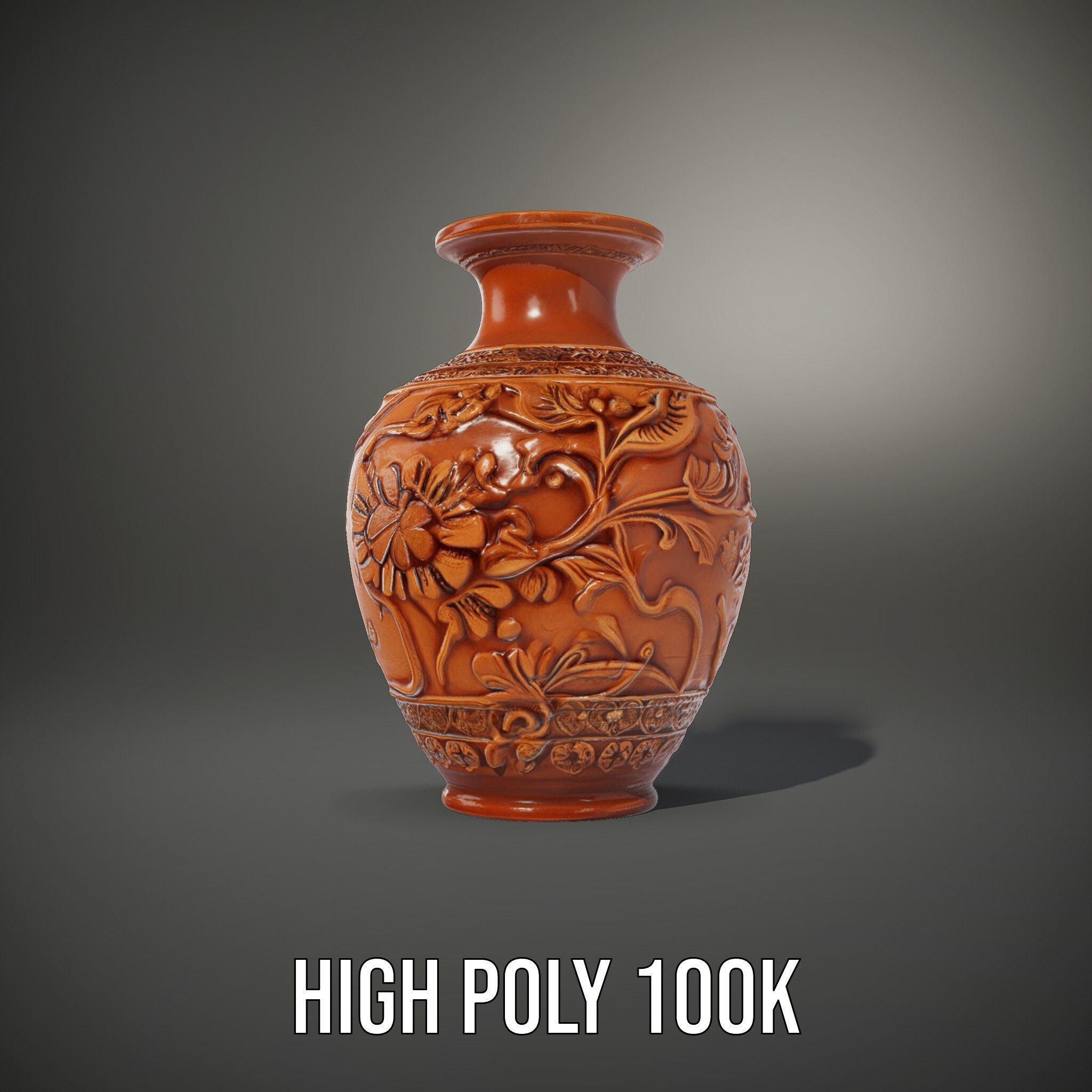 Ornate Terracotta Vase Model Pack Low-poly 3D model_10