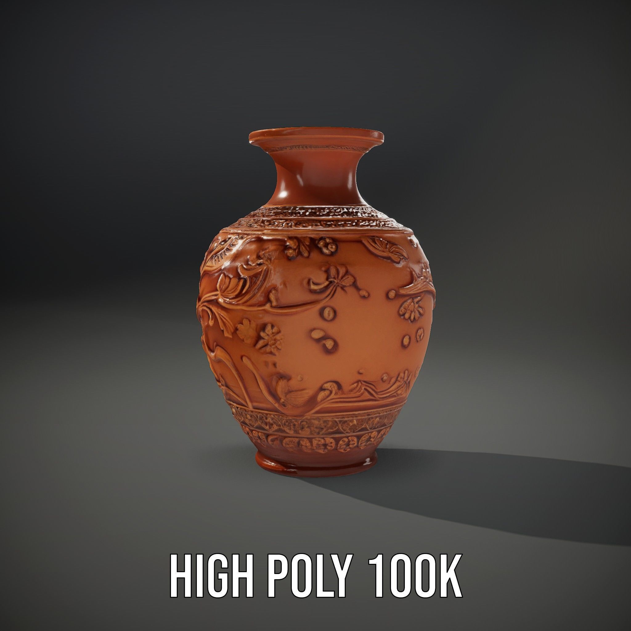 Ornate Terracotta Vase Model Pack Low-poly 3D model_8