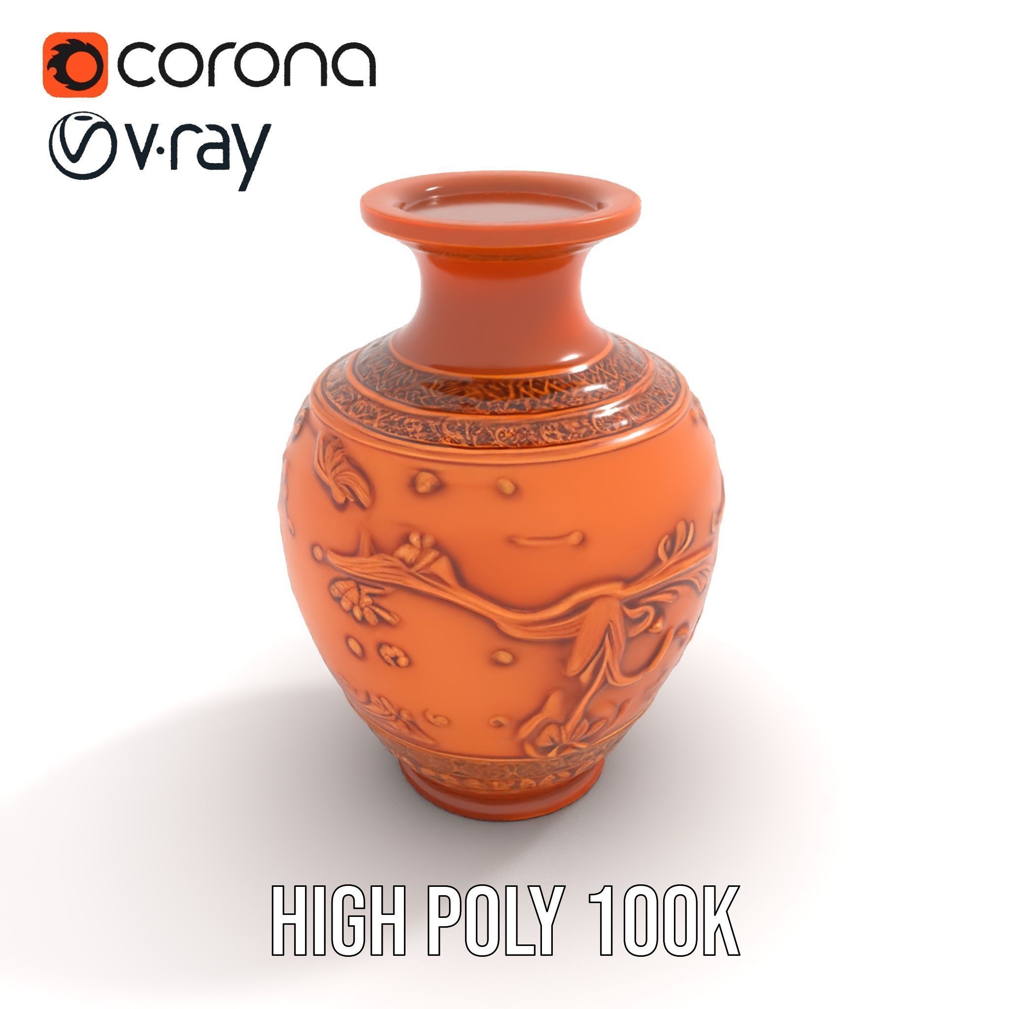 Ornate Terracotta Vase Model Pack Low-poly 3D model_15