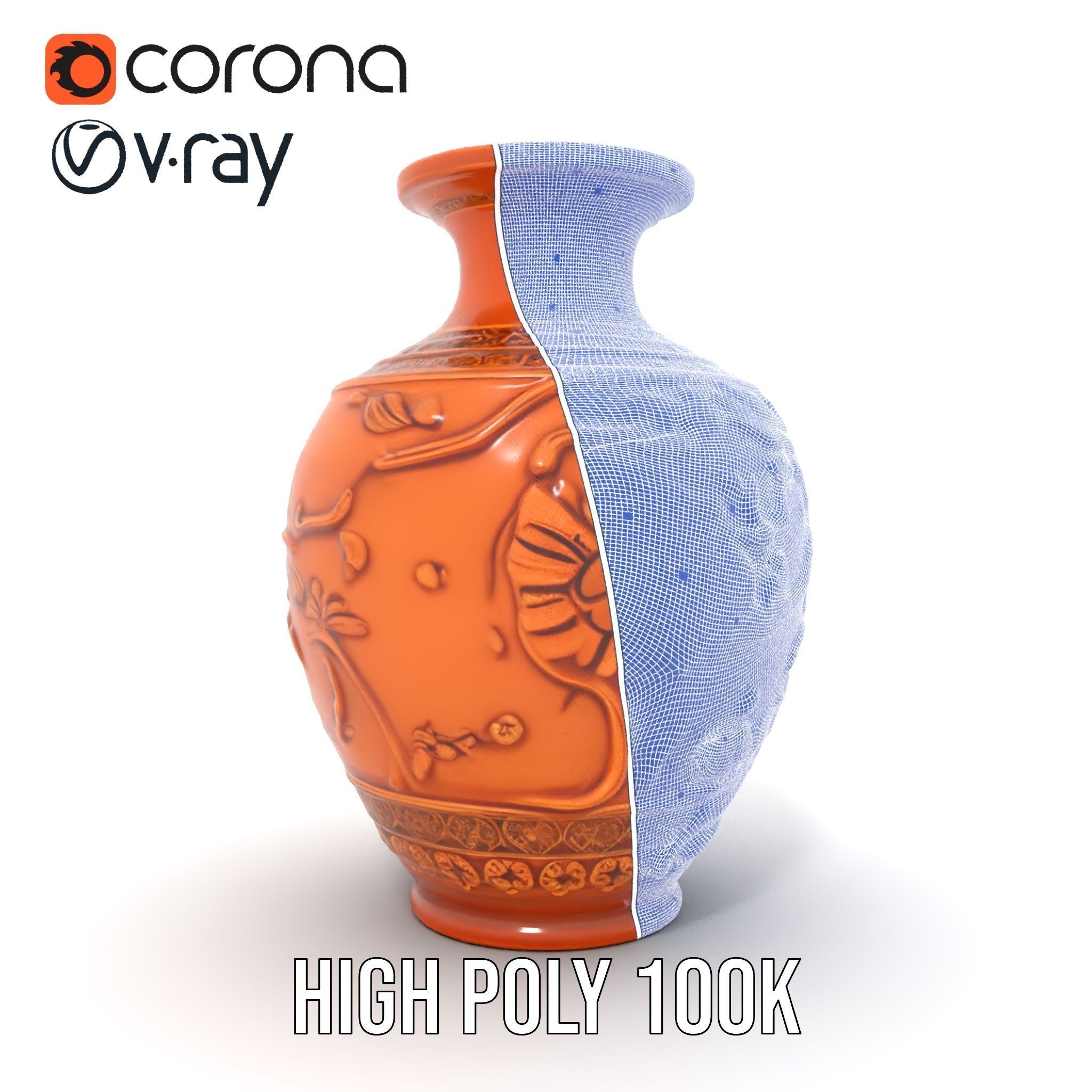 Ornate Terracotta Vase Model Pack Low-poly 3D model_33