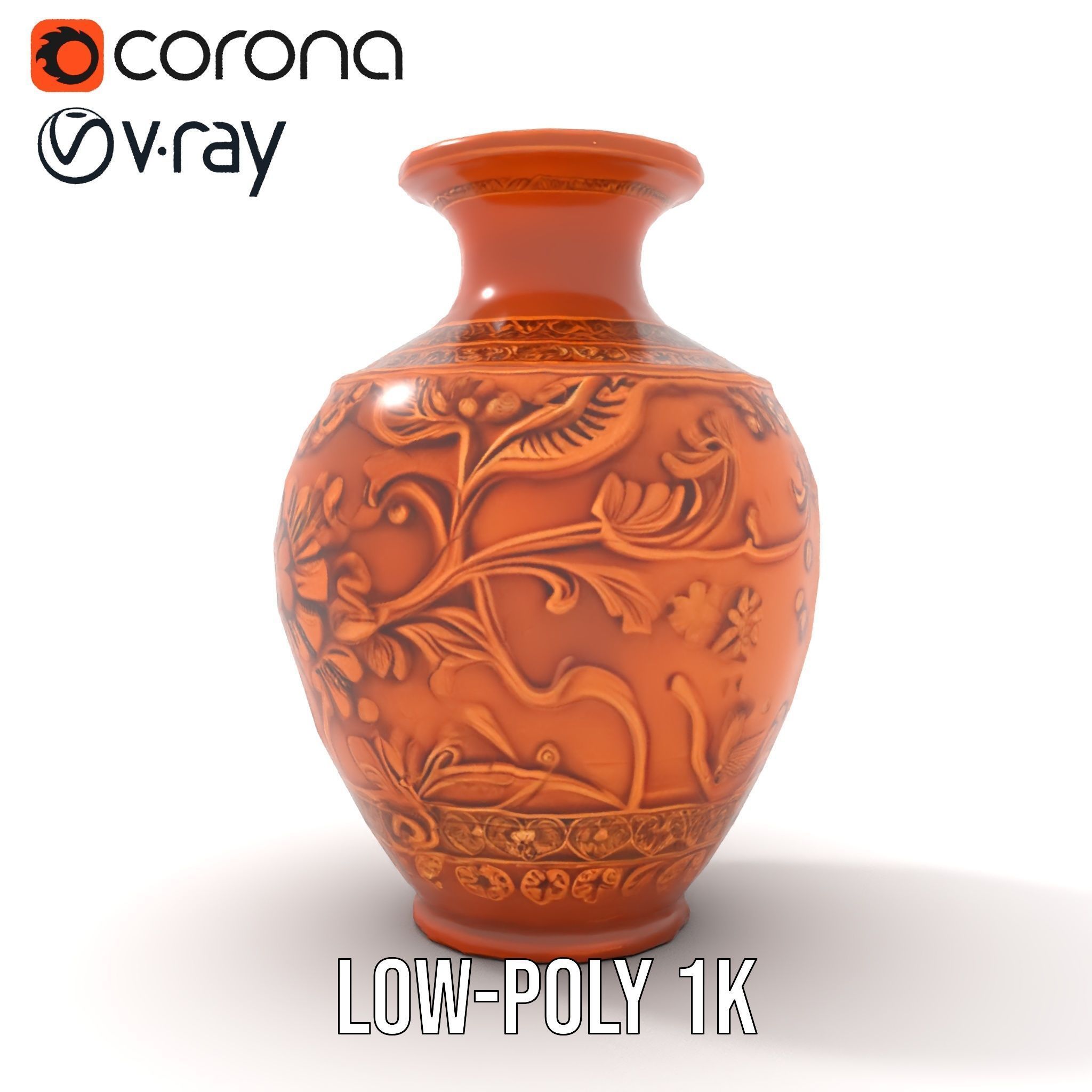 Ornate Terracotta Vase Model Pack Low-poly 3D model_22