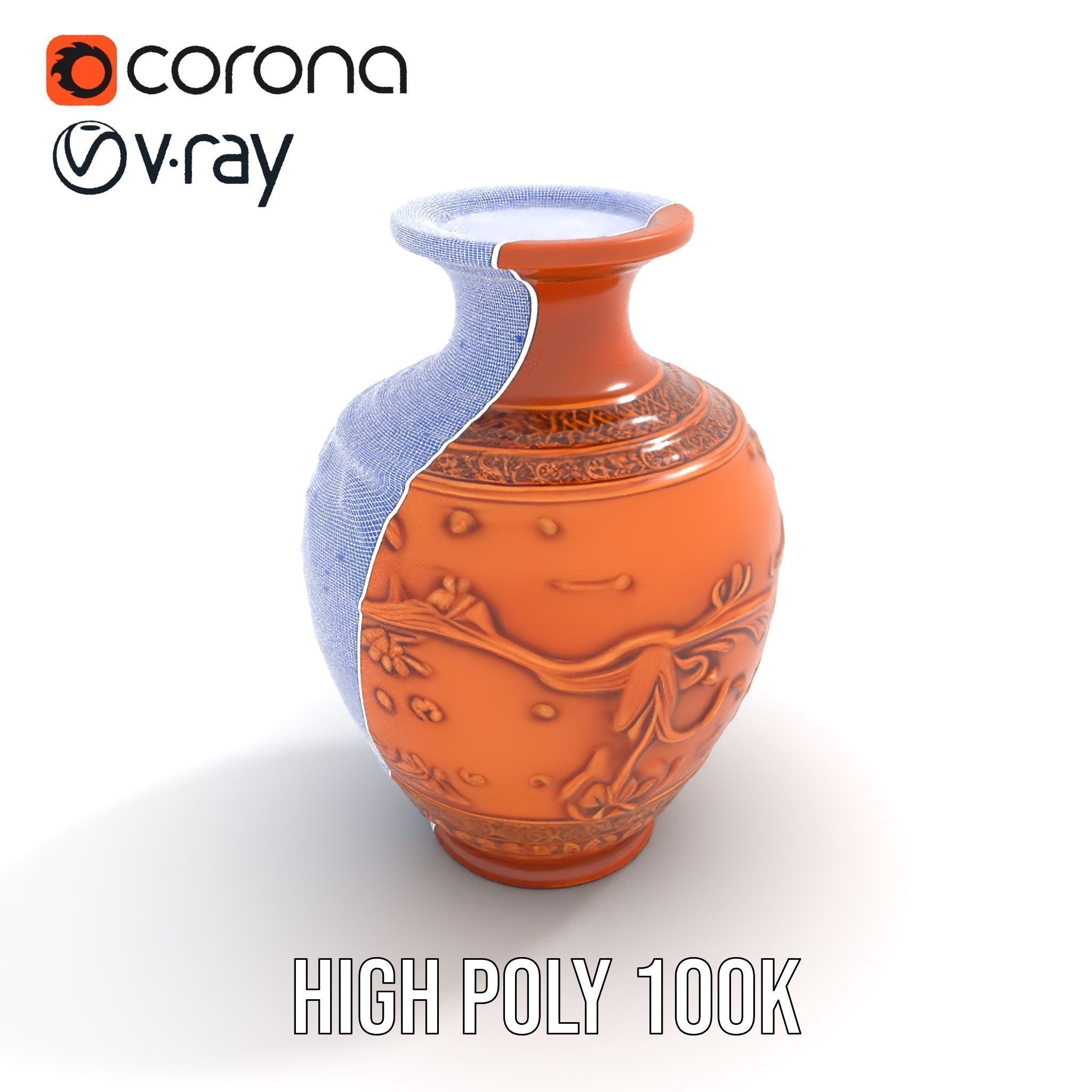 Ornate Terracotta Vase Model Pack Low-poly 3D model_34
