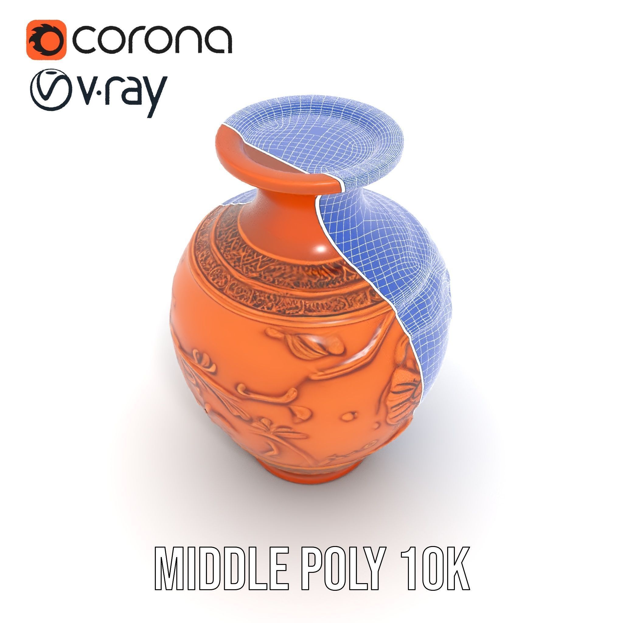 Ornate Terracotta Vase Model Pack Low-poly 3D model_16