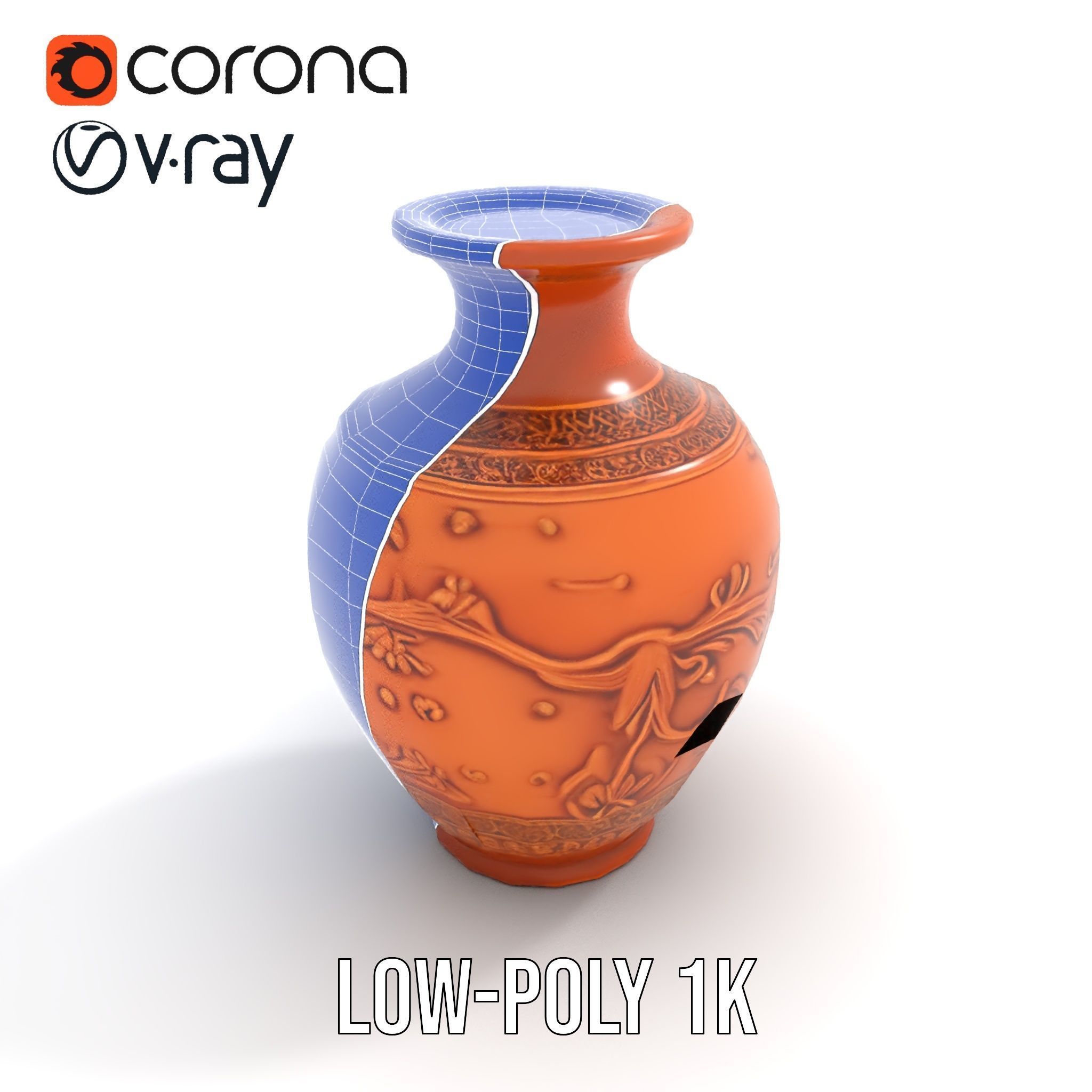 Ornate Terracotta Vase Model Pack Low-poly 3D model_25
