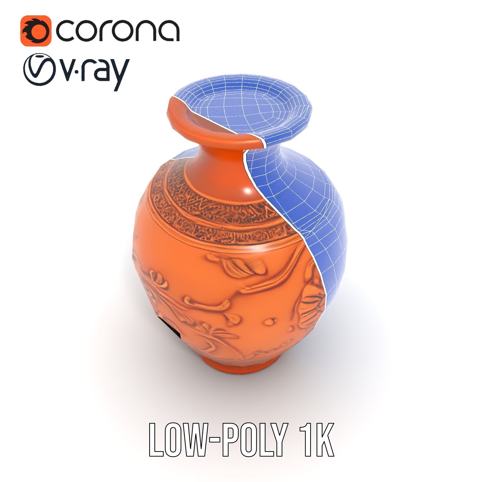 Ornate Terracotta Vase Model Pack Low-poly 3D model_19