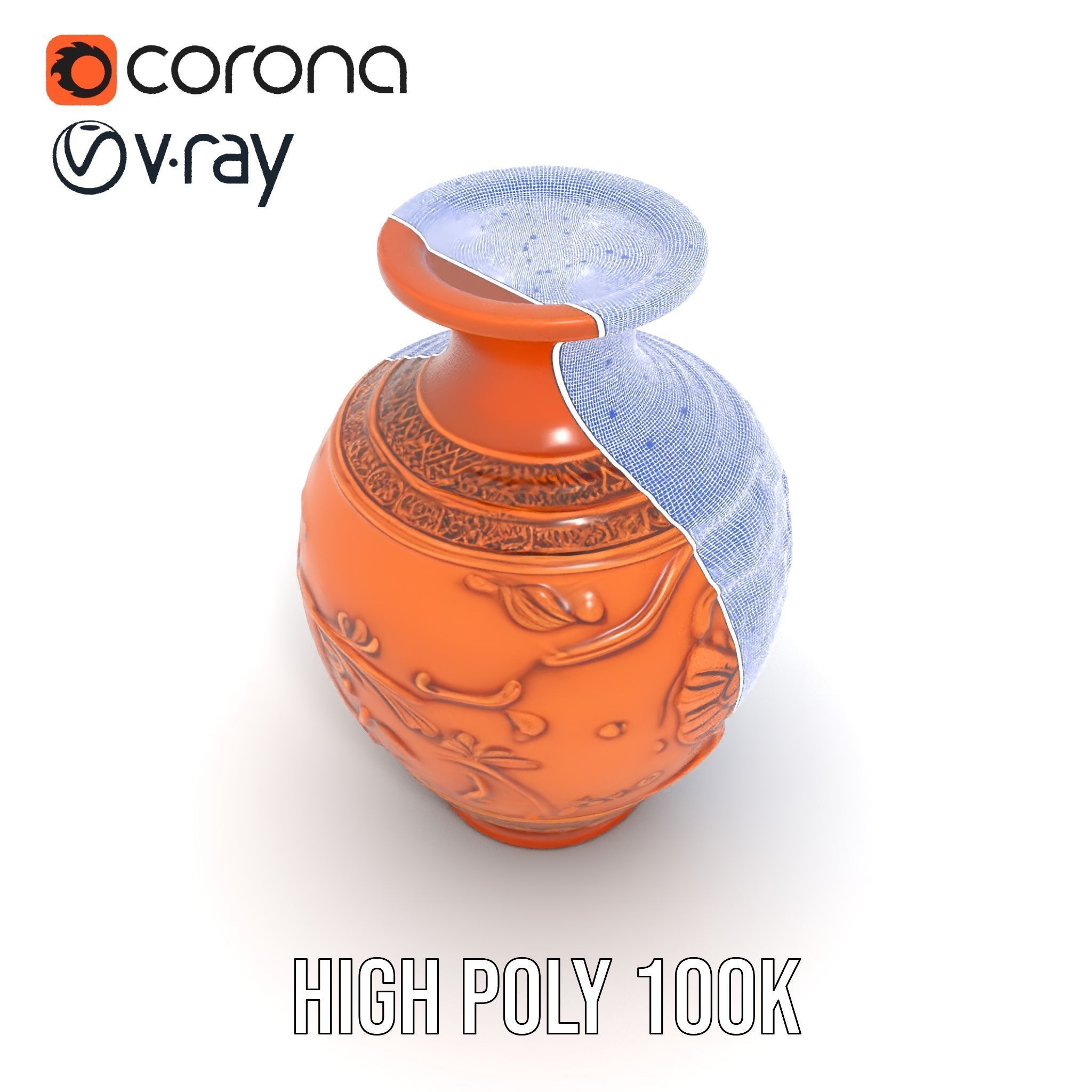 Ornate Terracotta Vase Model Pack Low-poly 3D model_29