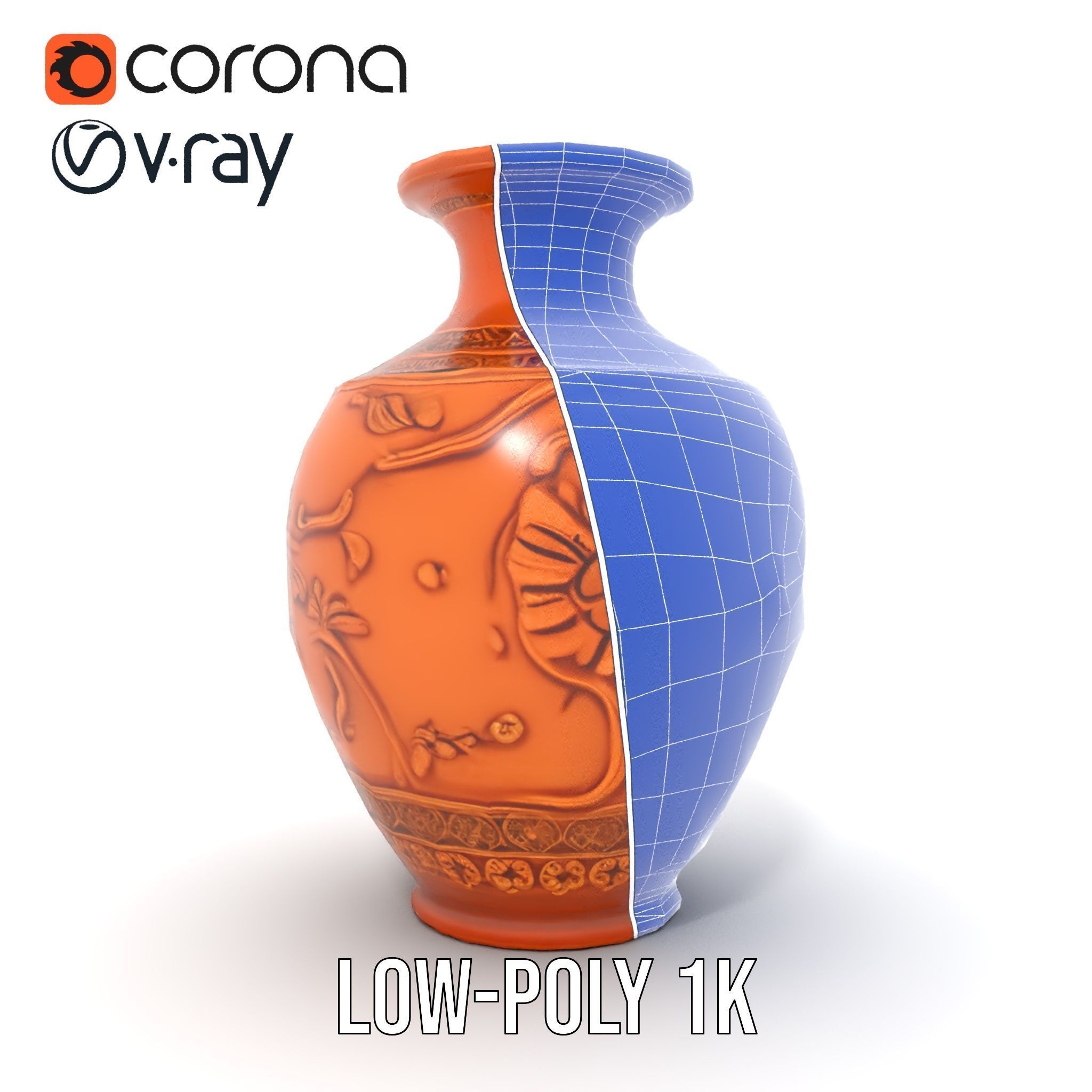 Ornate Terracotta Vase Model Pack Low-poly 3D model_28