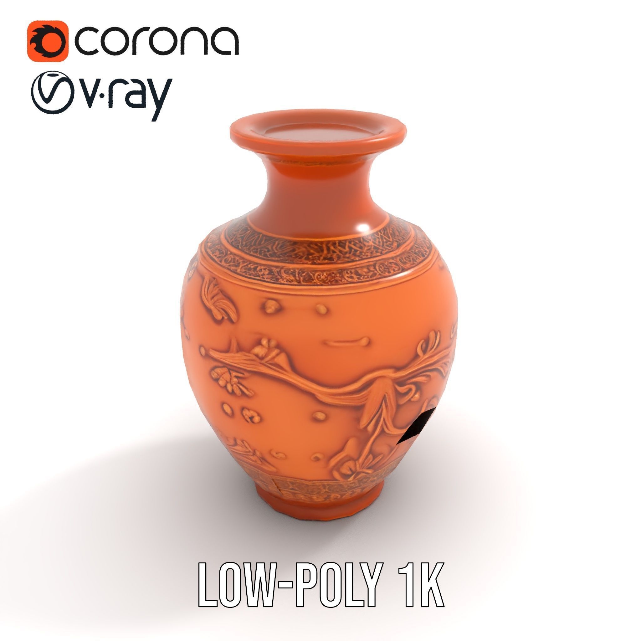 Ornate Terracotta Vase Model Pack Low-poly 3D model_7