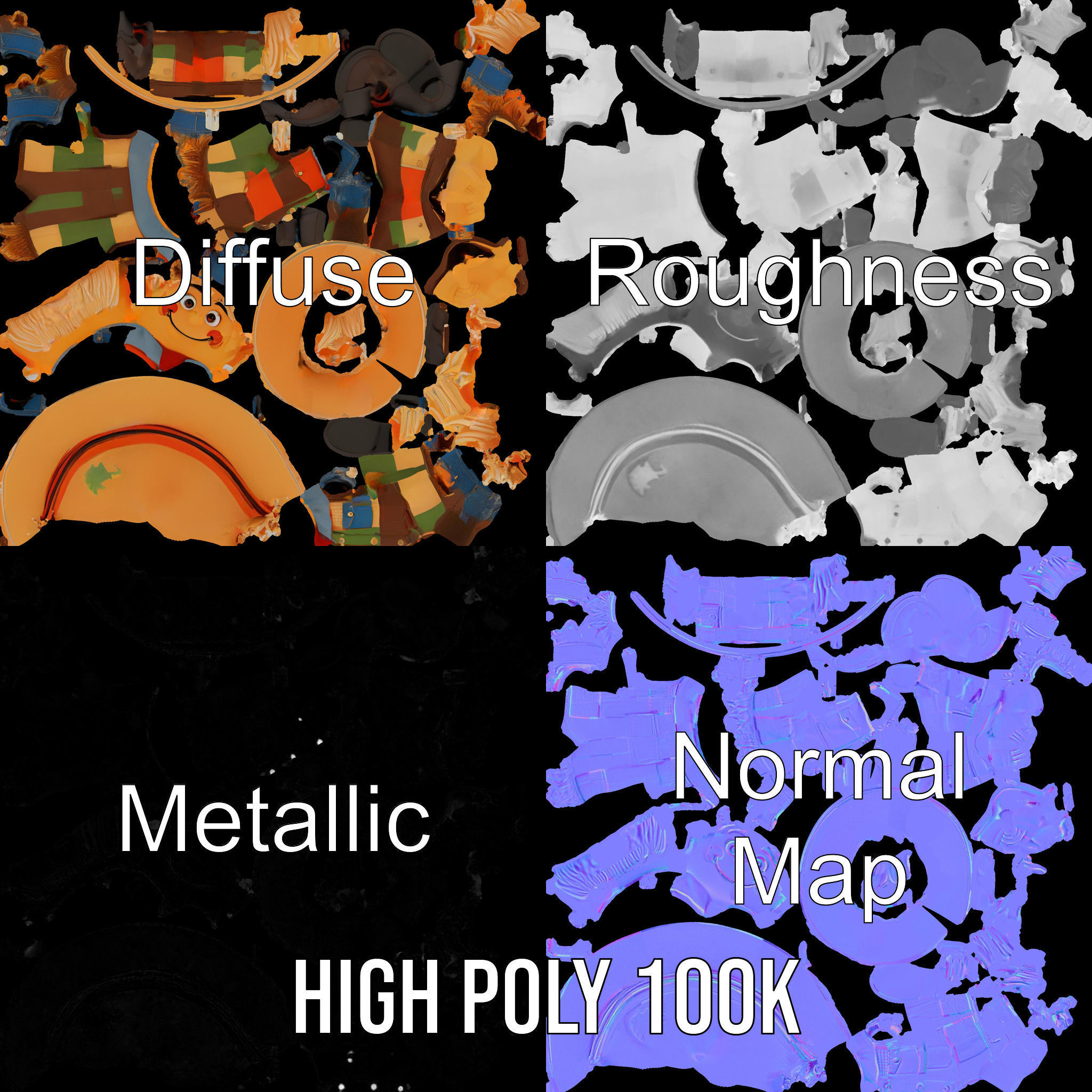 Patchwork Scarecrow Rigged and Animated D Character Model Low-poly 3D model_3