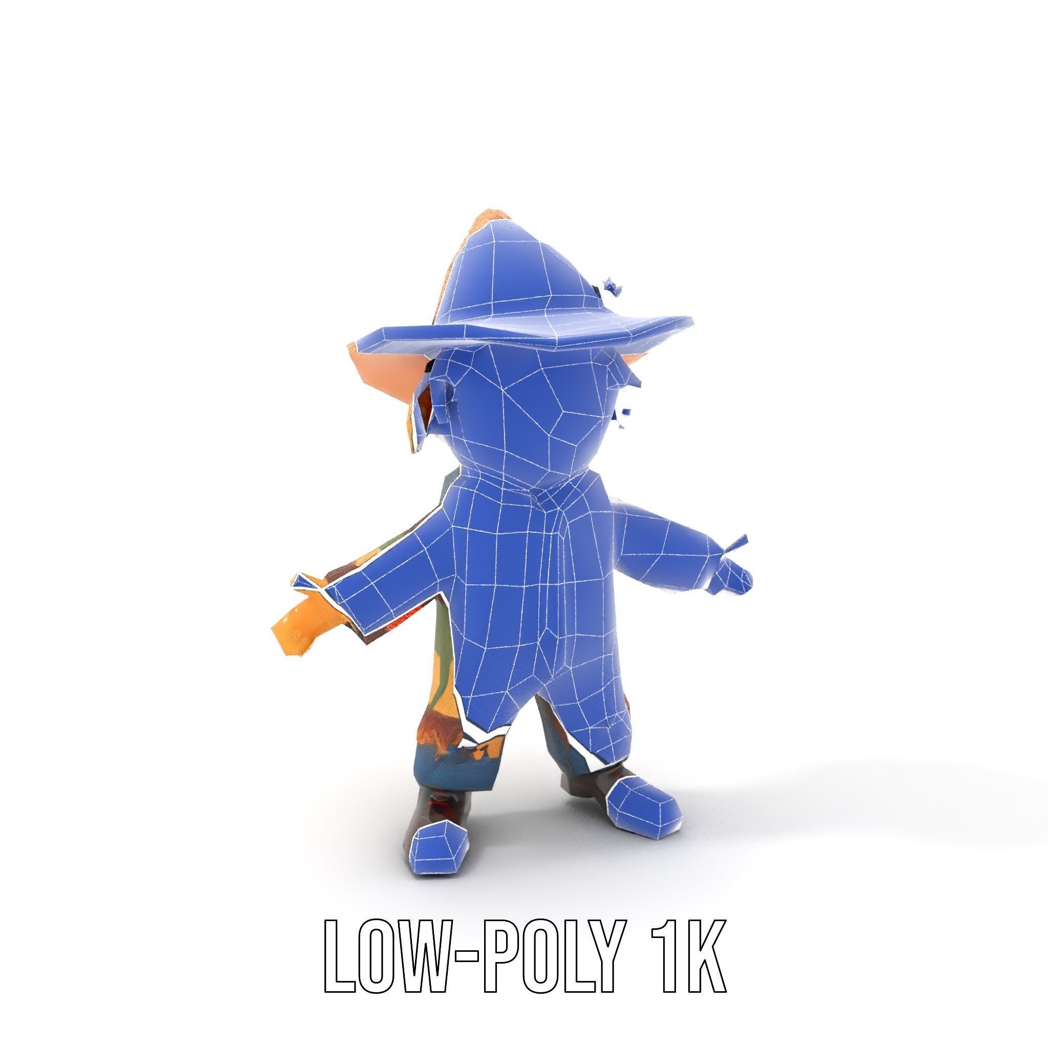 Patchwork Scarecrow Rigged and Animated D Character Model Low-poly 3D model_14
