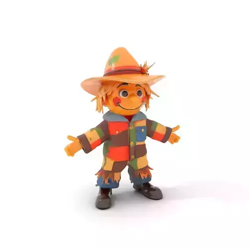 Patchwork Scarecrow Rigged and Animated D Character Model