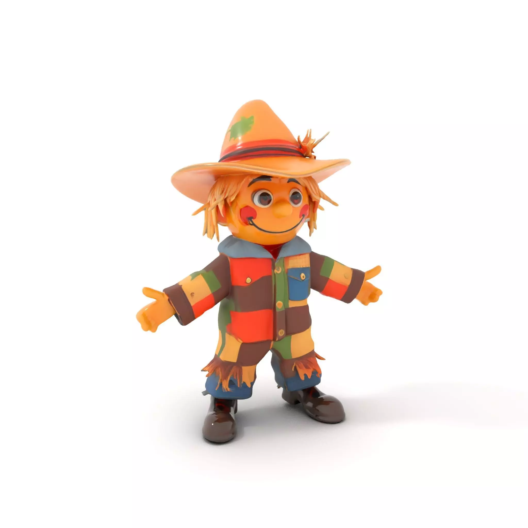 Patchwork Scarecrow Rigged and Animated D Character Model Low-poly 3D model_0