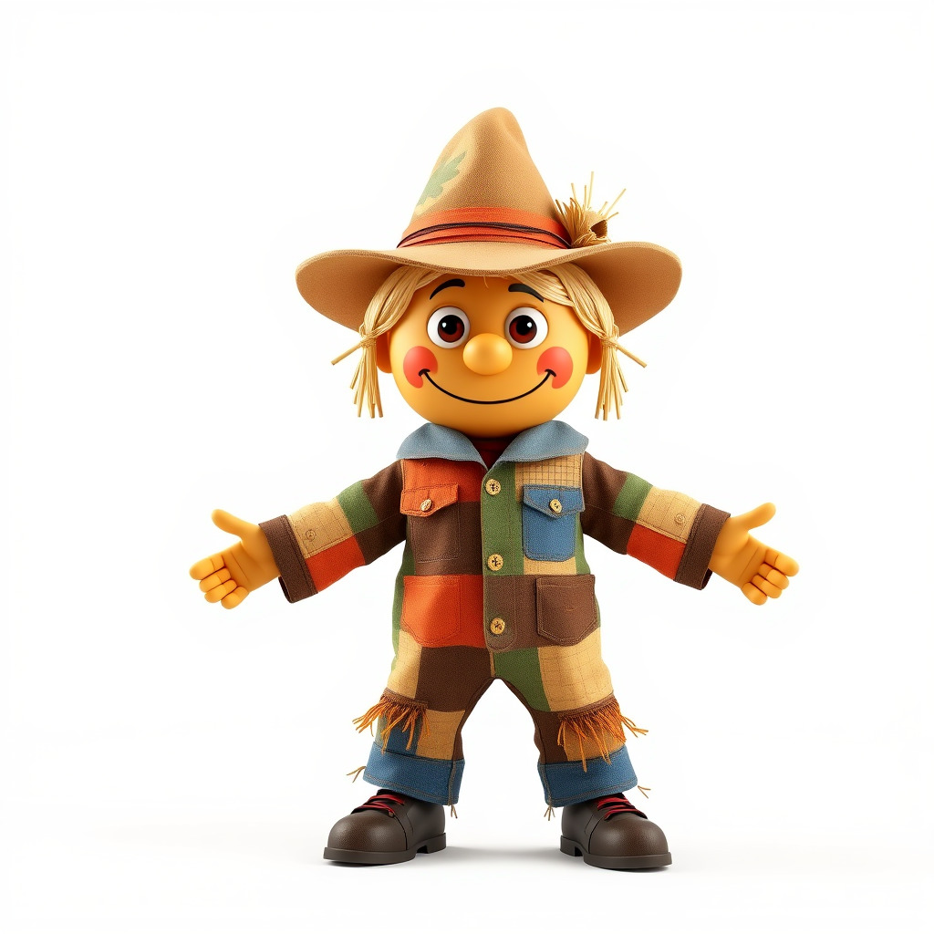 Patchwork Scarecrow Rigged and Animated D Character Model Low-poly 3D model_2