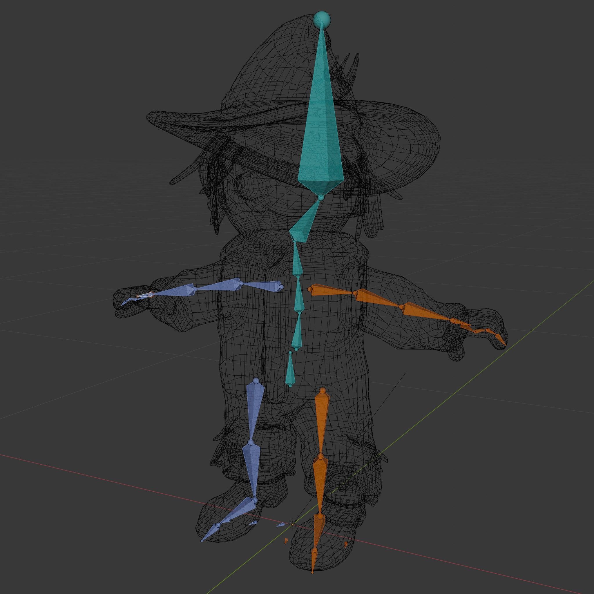 Patchwork Scarecrow Rigged and Animated D Character Model Low-poly 3D model_6