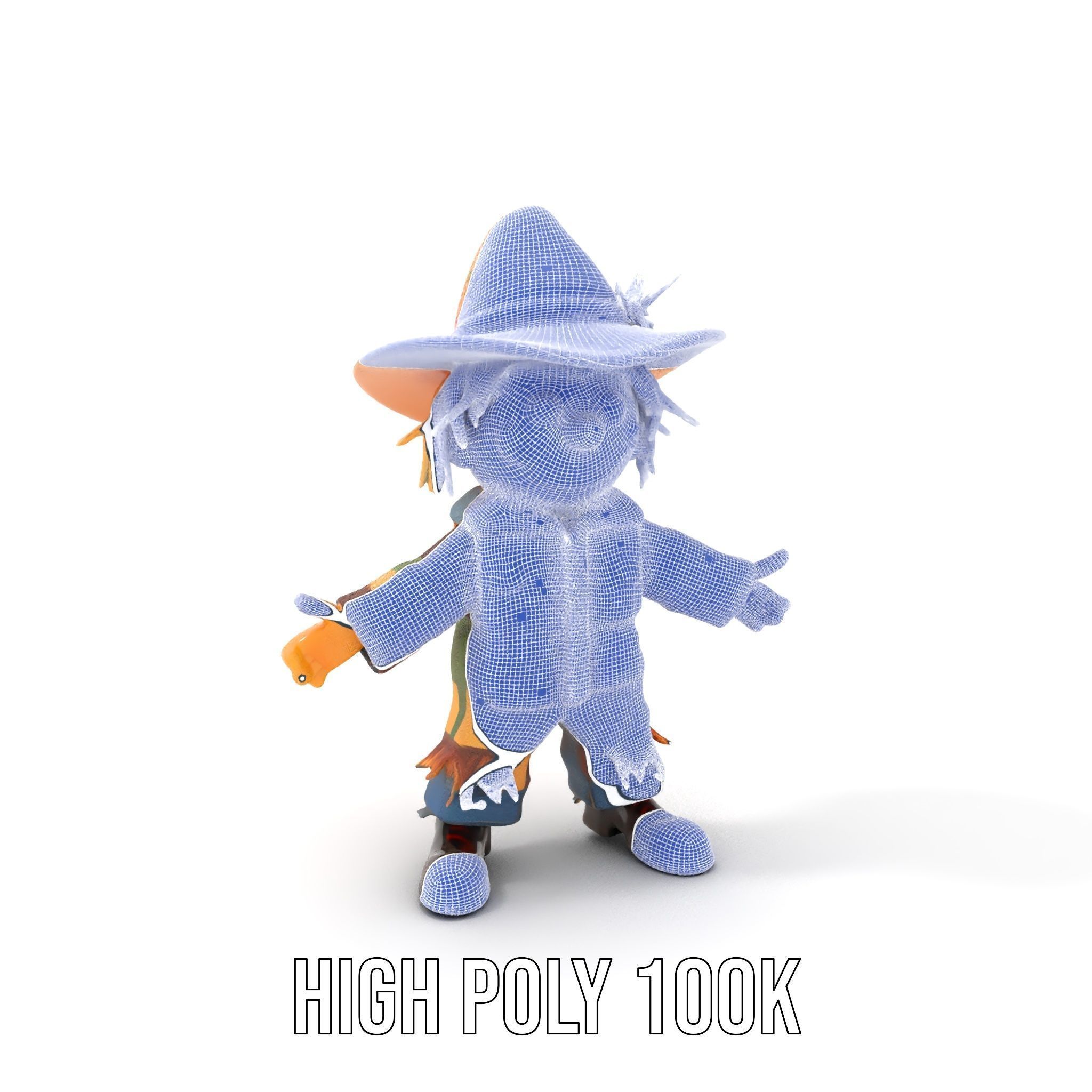 Patchwork Scarecrow Rigged and Animated D Character Model Low-poly 3D model_4