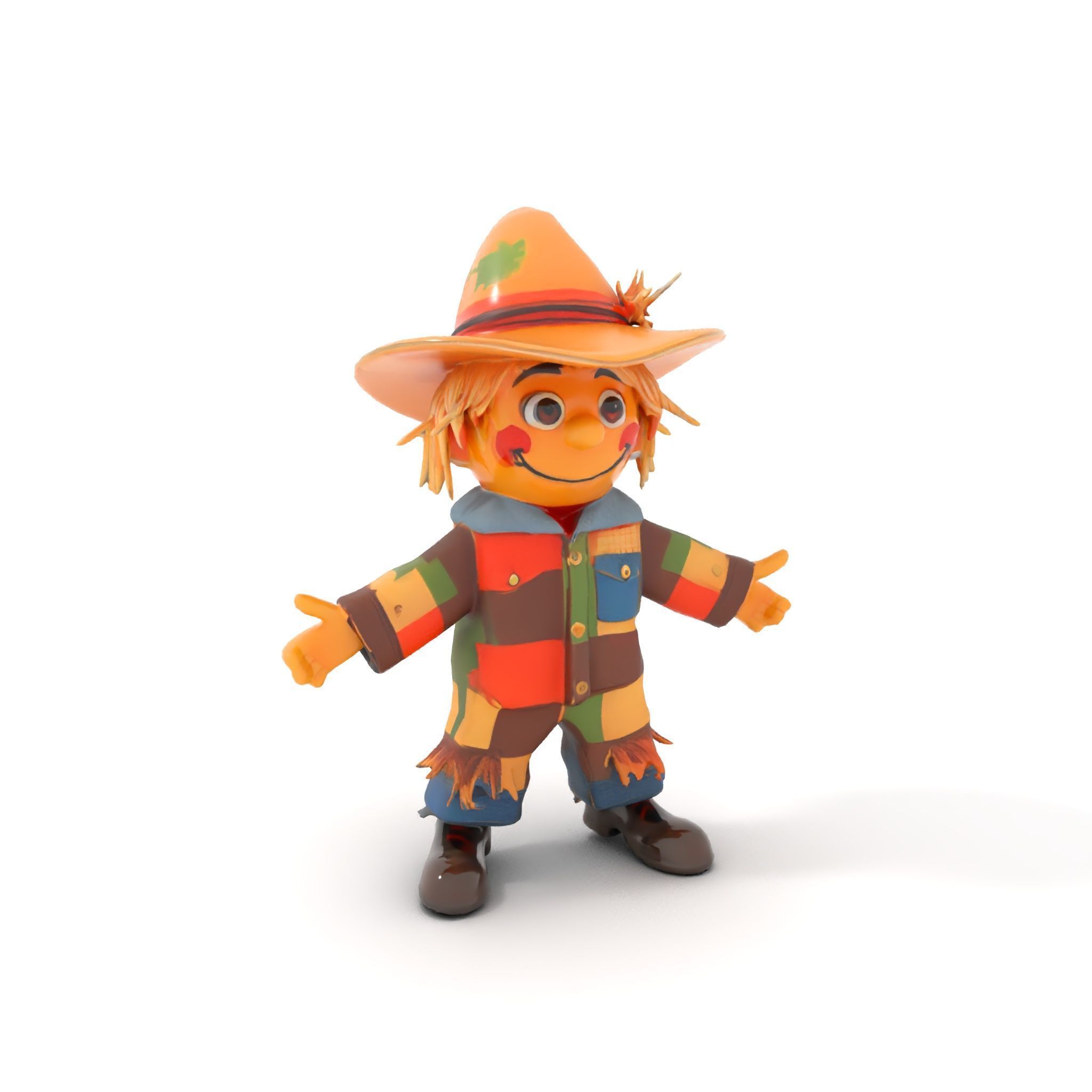 Patchwork Scarecrow Rigged and Animated D Character Model Low-poly 3D model_13