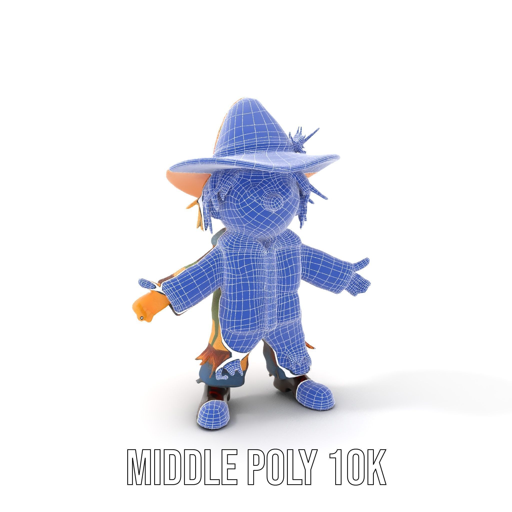 Patchwork Scarecrow Rigged and Animated D Character Model Low-poly 3D model_27