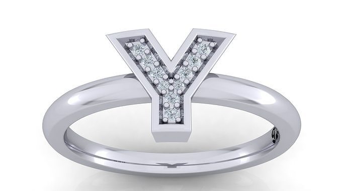 Alphabet ring letter Y 3D print model