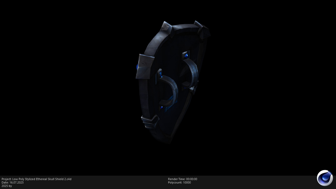 Low Poly Stylized Ethereal Skull Shield 2 Low-poly 3D model_7