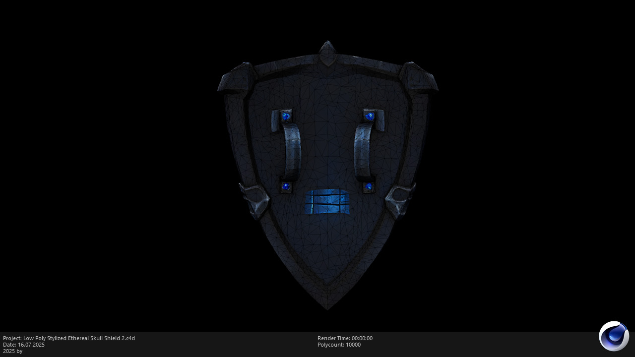 Low Poly Stylized Ethereal Skull Shield 2 Low-poly 3D model_5