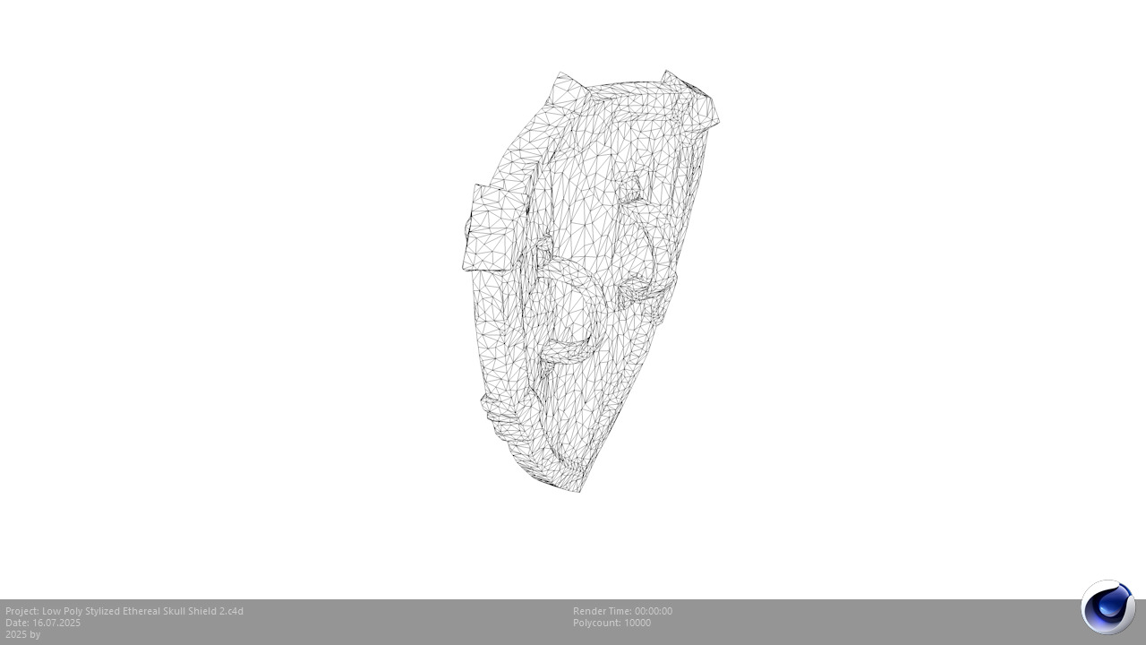 Low Poly Stylized Ethereal Skull Shield 2 Low-poly 3D model_9