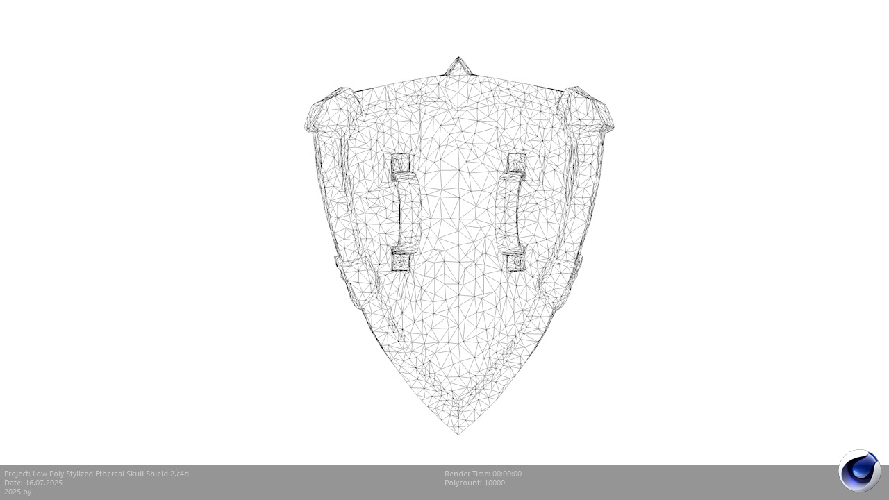 Low Poly Stylized Ethereal Skull Shield 2 Low-poly 3D model_6