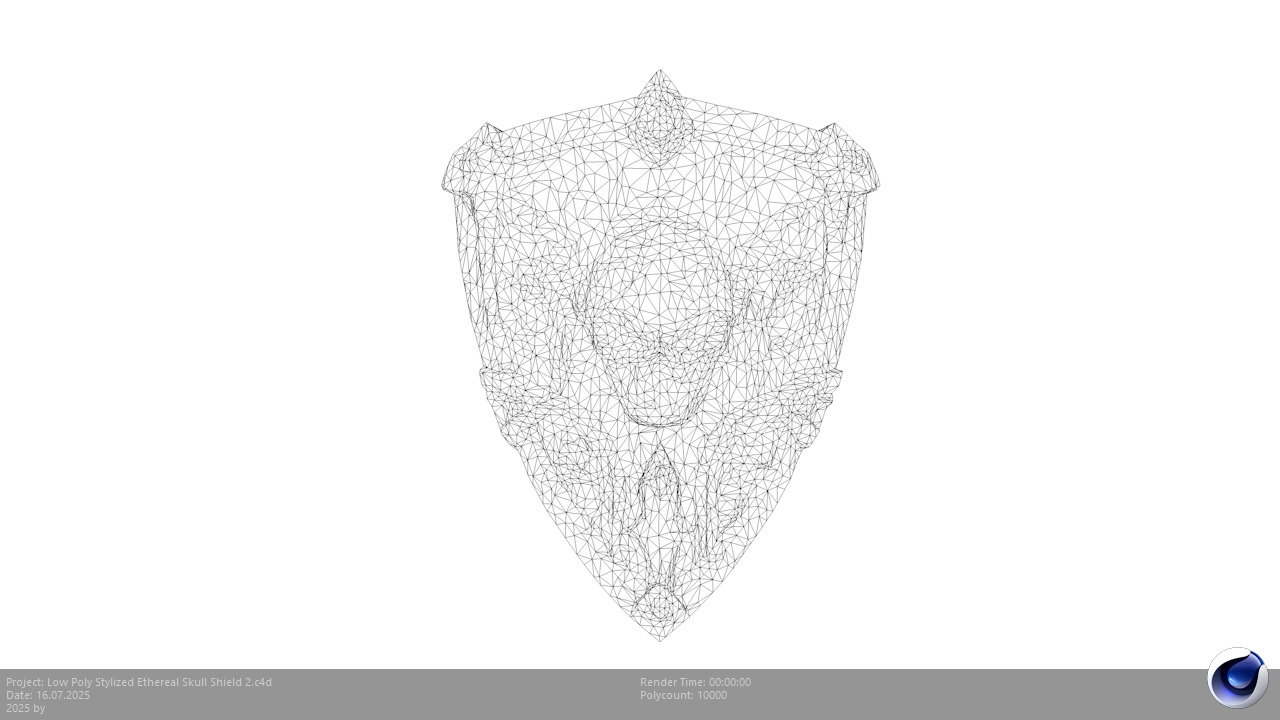 Low Poly Stylized Ethereal Skull Shield 2 Low-poly 3D model_3