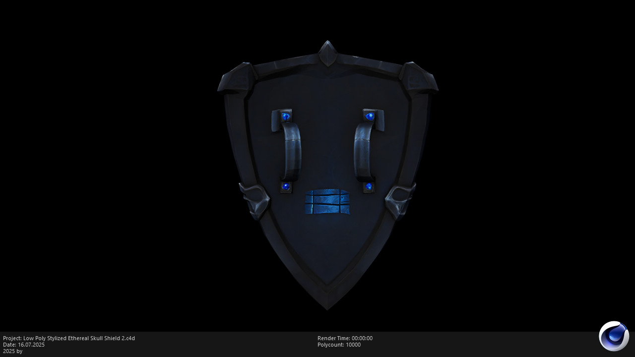 Low Poly Stylized Ethereal Skull Shield 2 Low-poly 3D model_4