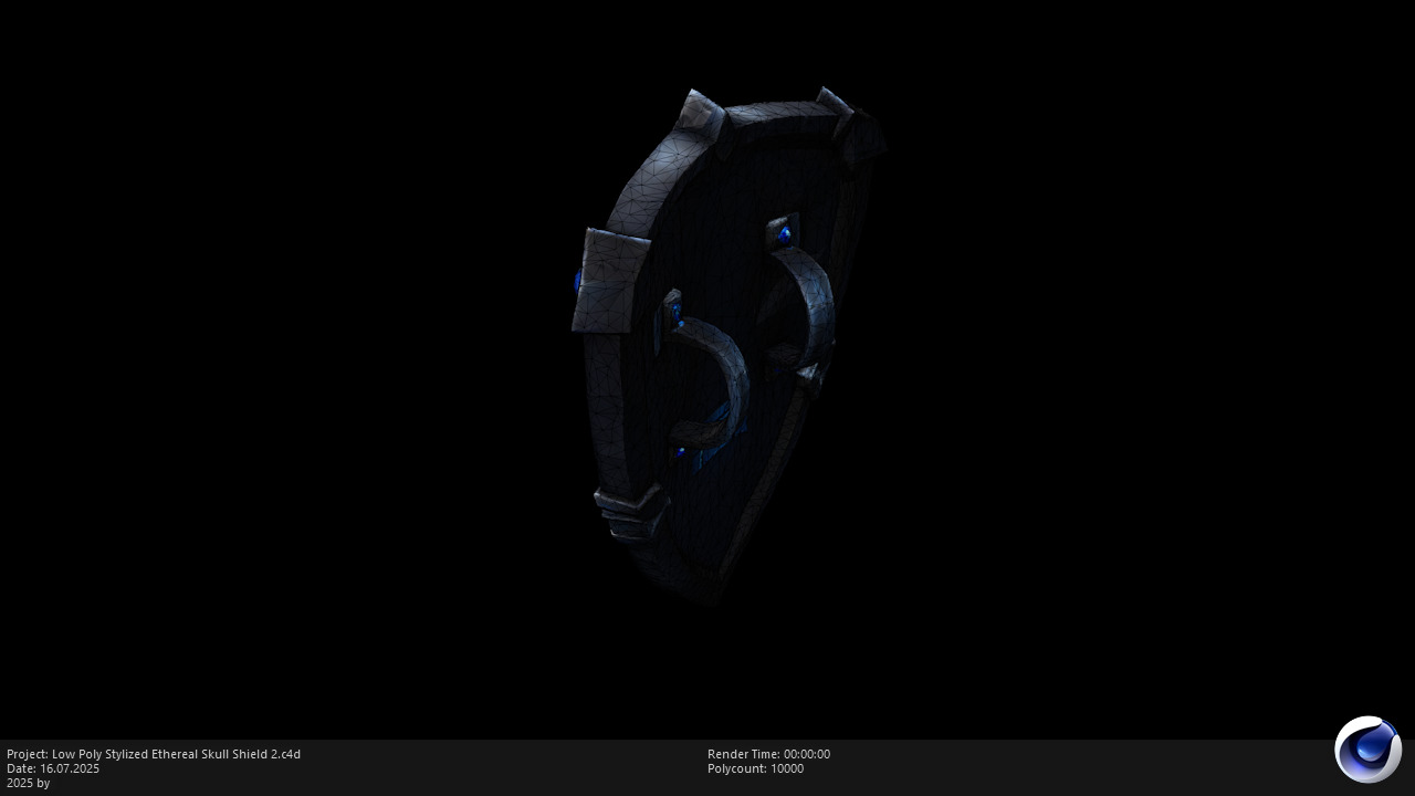 Low Poly Stylized Ethereal Skull Shield 2 Low-poly 3D model_8