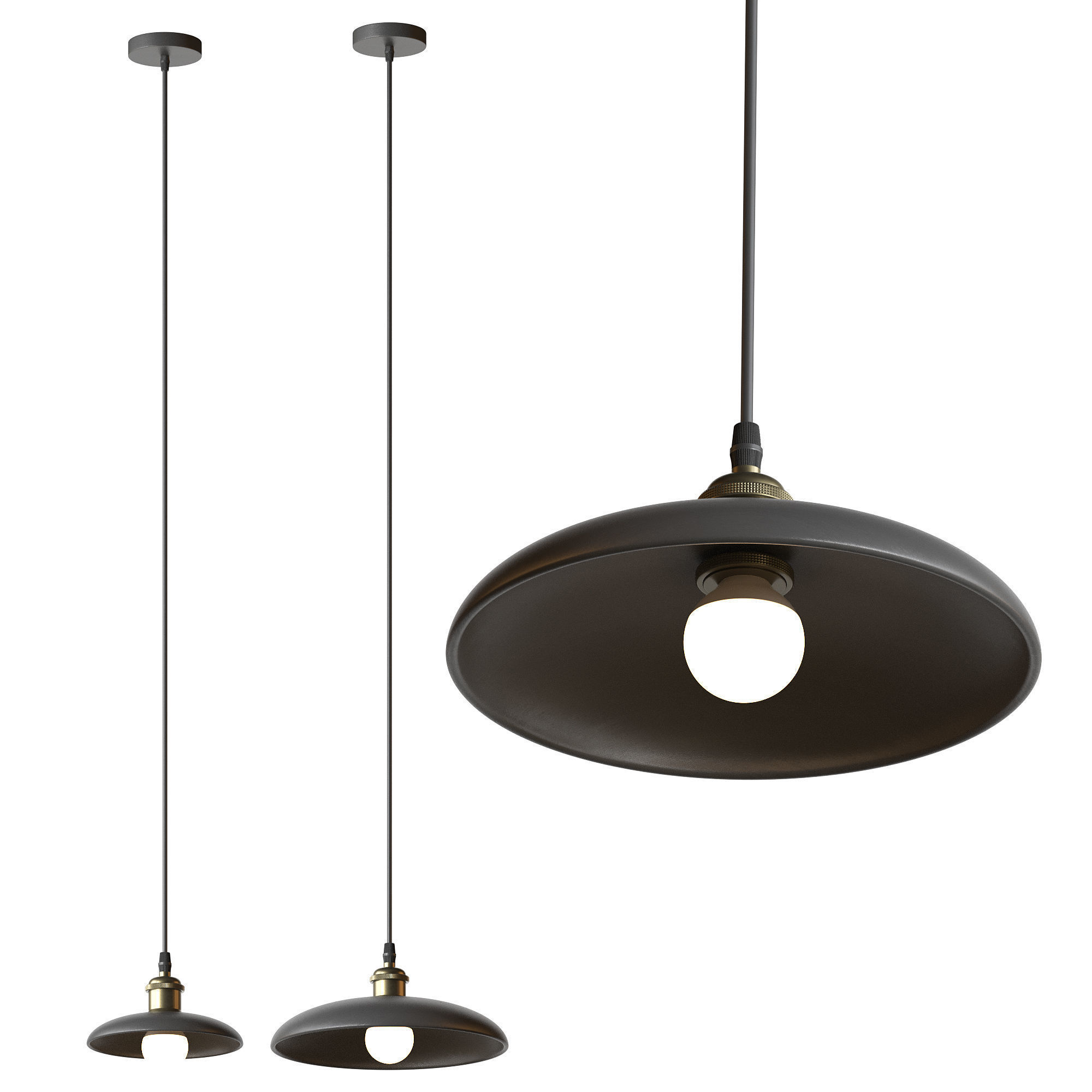 Nordic Wood Chandelier Single Head Bedside Pendant Lamp 3D model_5