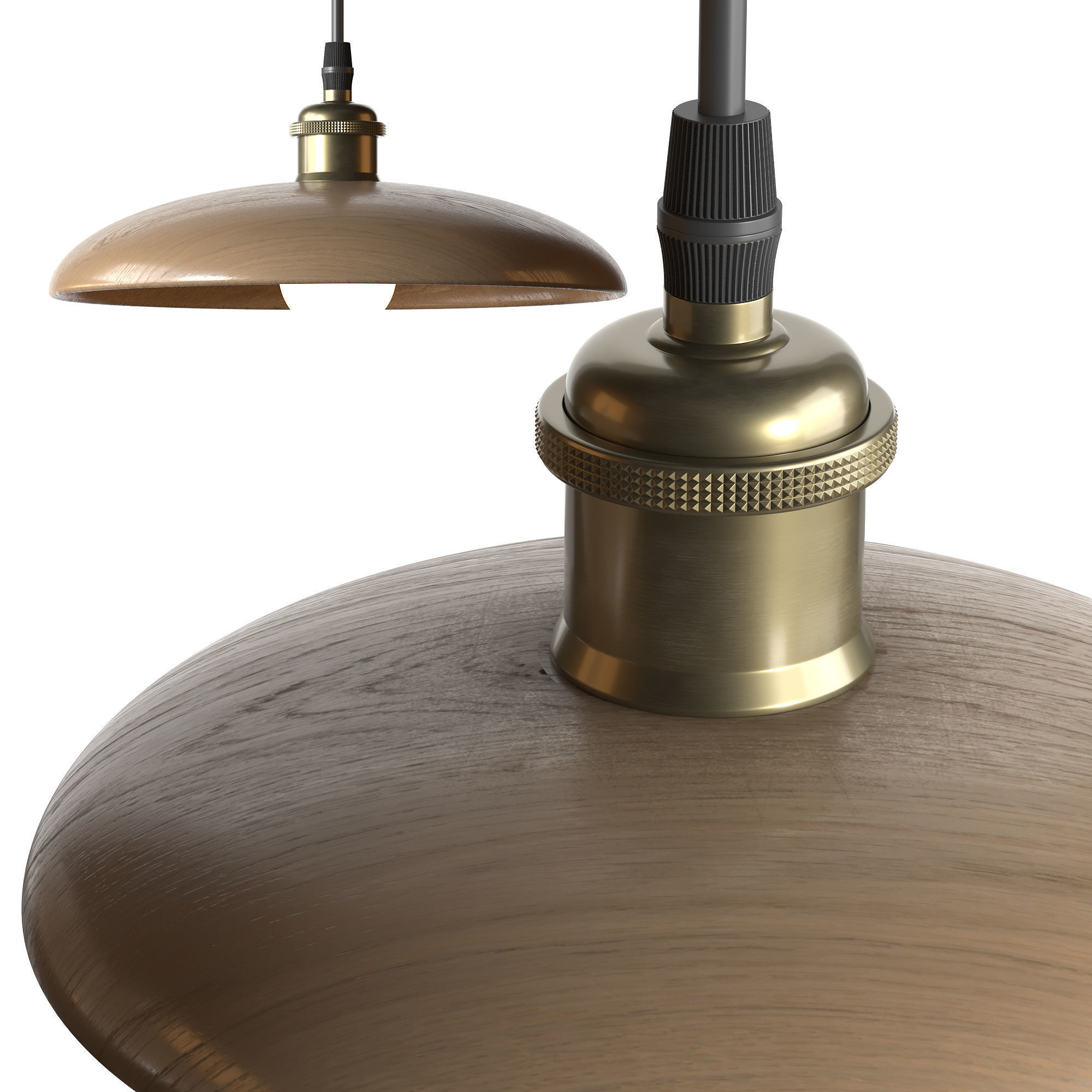 Nordic Wood Chandelier Single Head Bedside Pendant Lamp 3D model_2