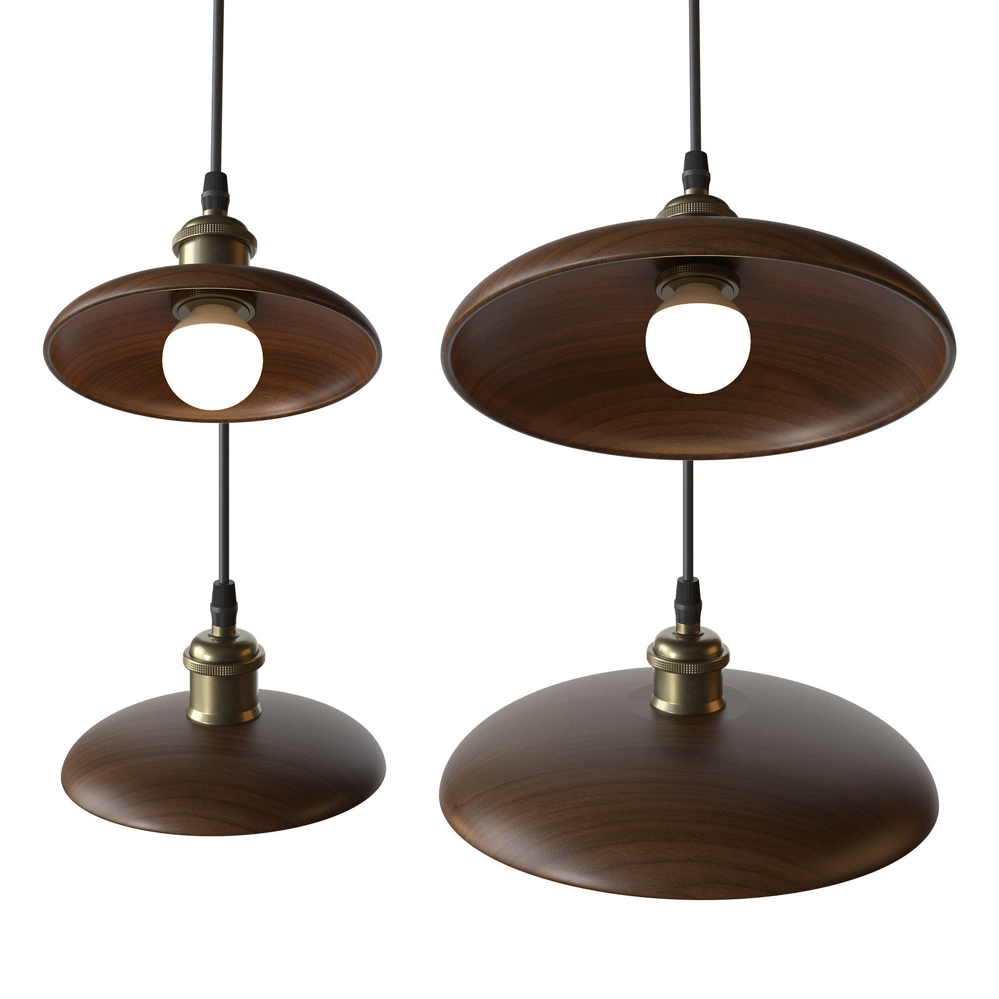 Nordic Wood Chandelier Single Head Bedside Pendant Lamp 3D model_3