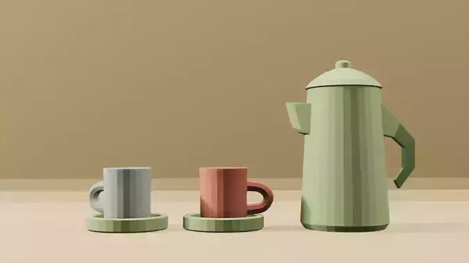 LowPoly TeaSet 
