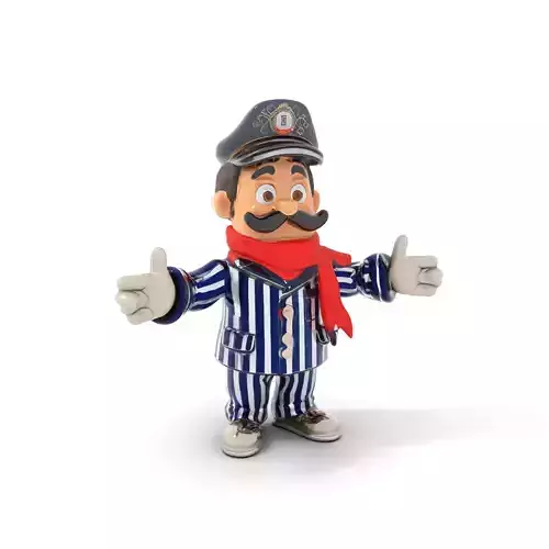 Striped Suit Character with Red Scarf  Rigged and Animated