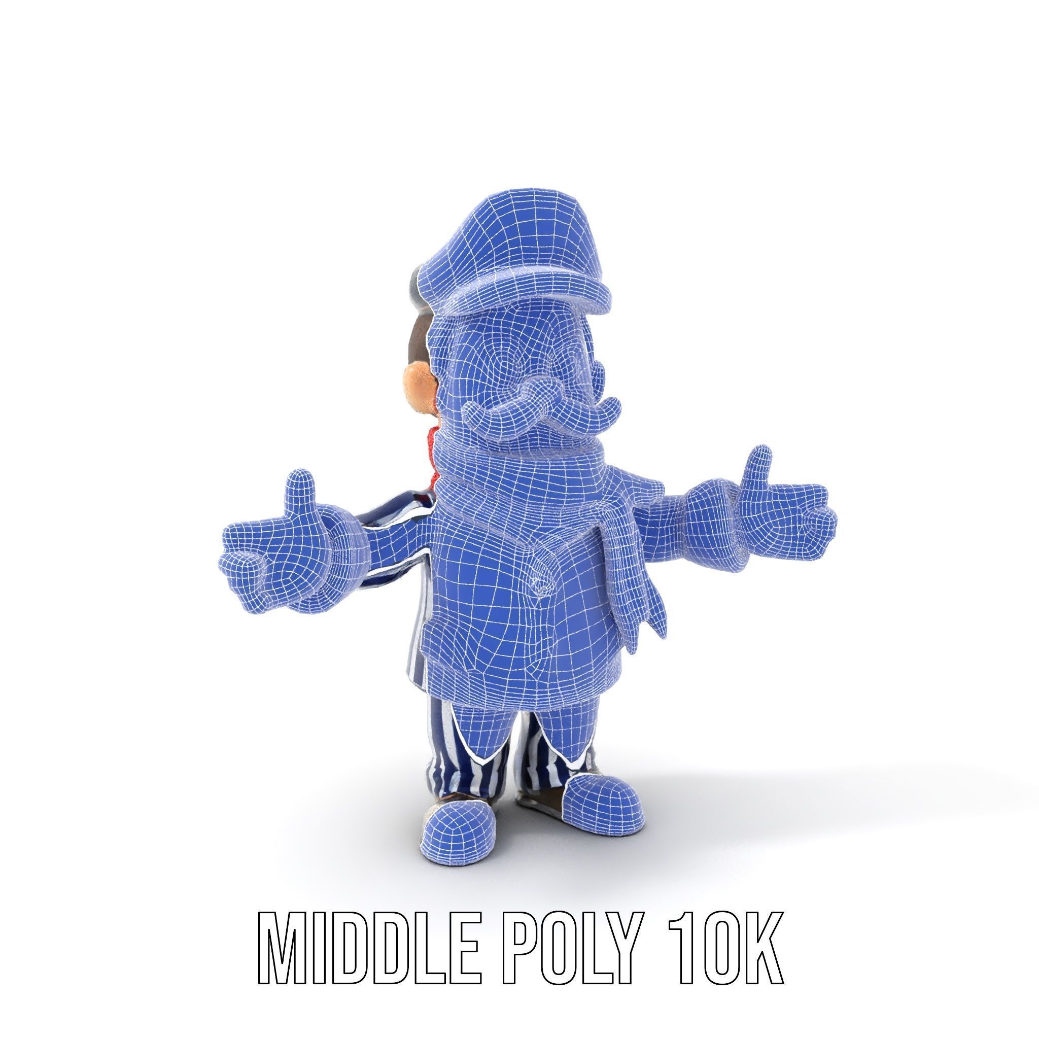 Striped Suit Character with Red Scarf Rigged and Animated Low-poly 3D model_10